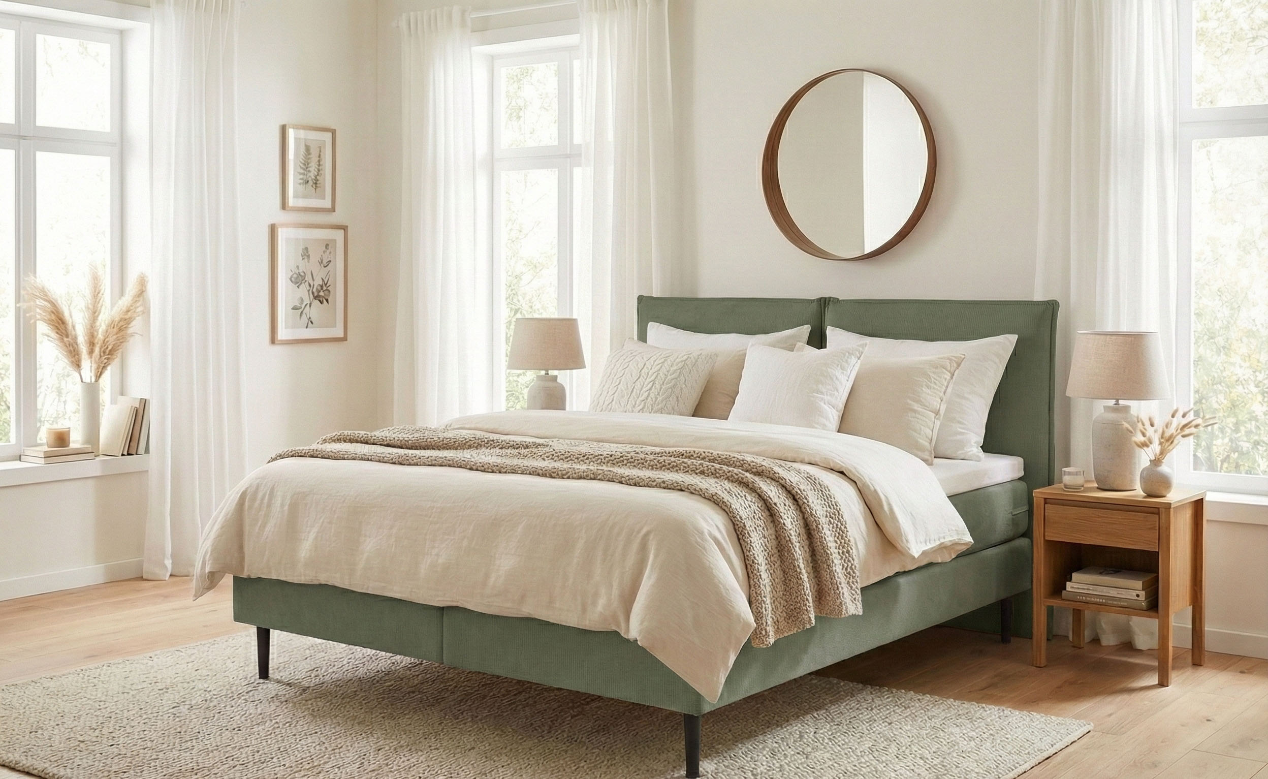 LeGer Home by Lena Gercke "ERIK Boxbett mit Bonnell-/Taschen-Federkernmatratze, Breite 160/180cm" wahlweise Härtegrad der Matratze H2/H3/H4, Polsterbett mit/ohne Topper