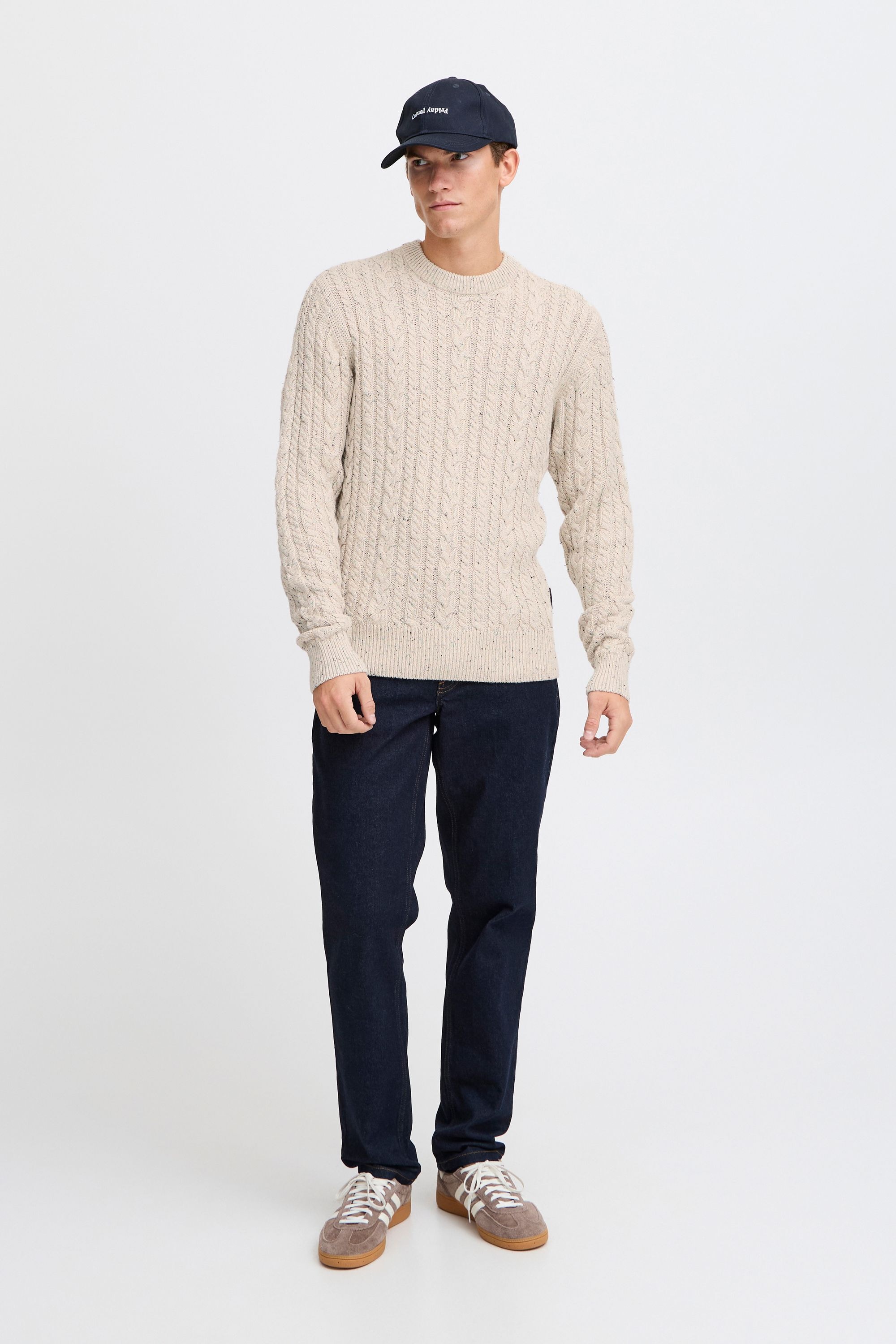 Casual Friday Strickpullover »Strickpullover CFKARL cable crew neck knit with neps«