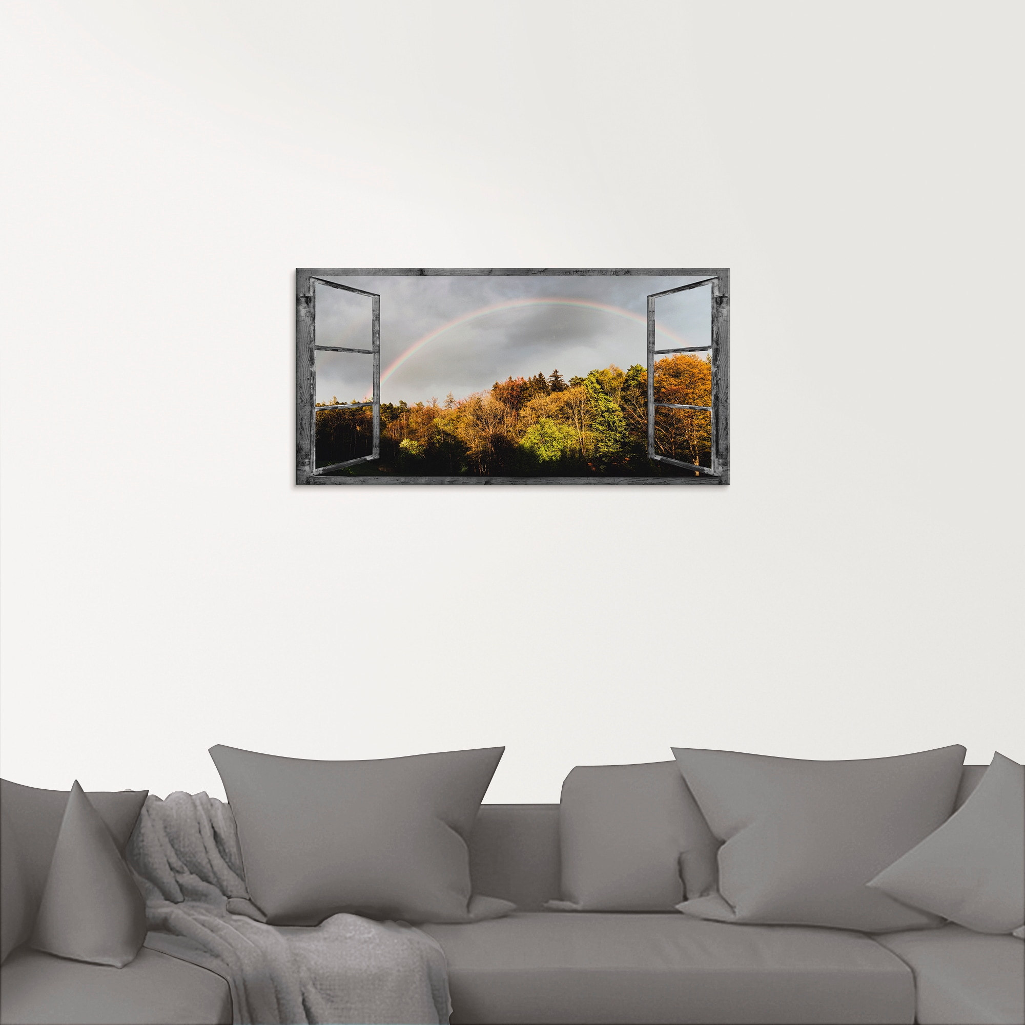 Artland Glasbild »Fensterblick - Regenbogen«, Fensterblick, (1 St.), in verschiedenen Größen