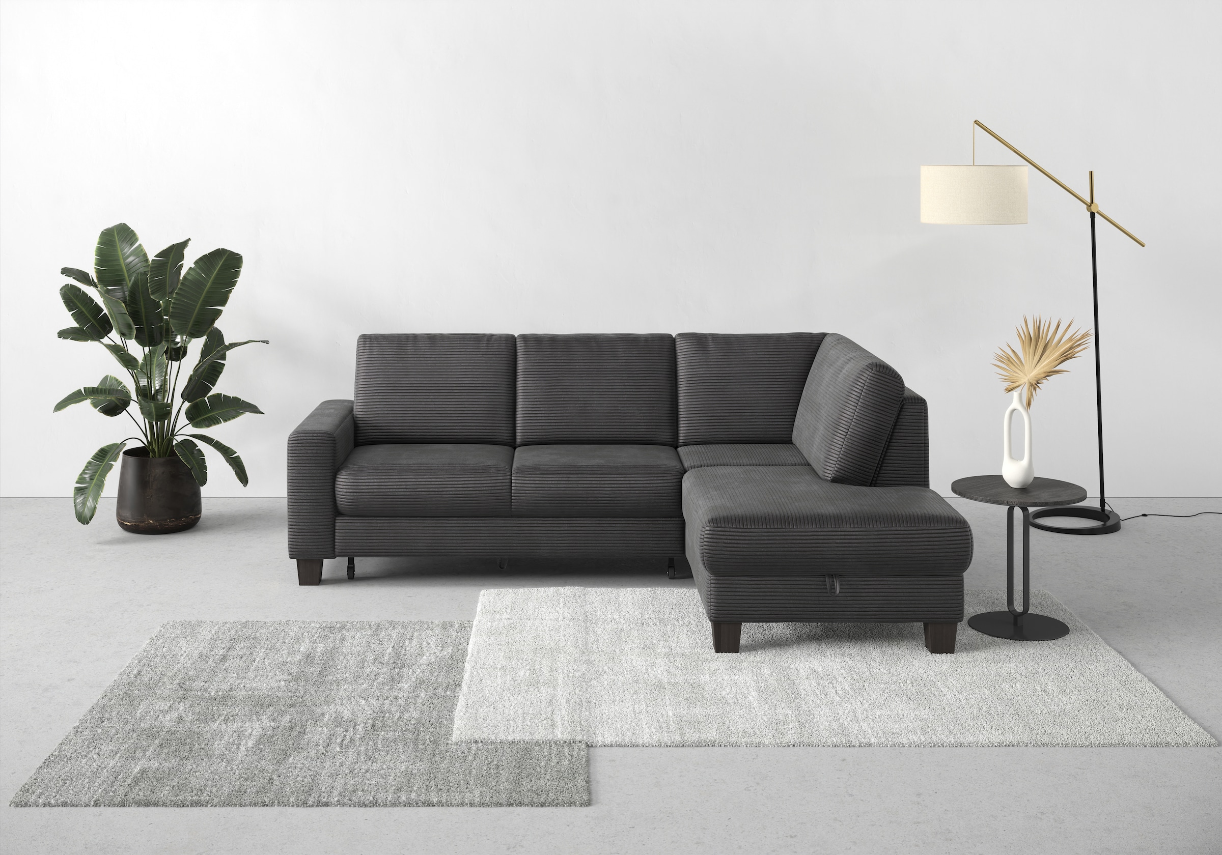 OTTO home Ecksofa "Summer L-Form" mit Ottomane, mit oder ohne Schlaffunktion und Bettkasten, Cord-Bezug