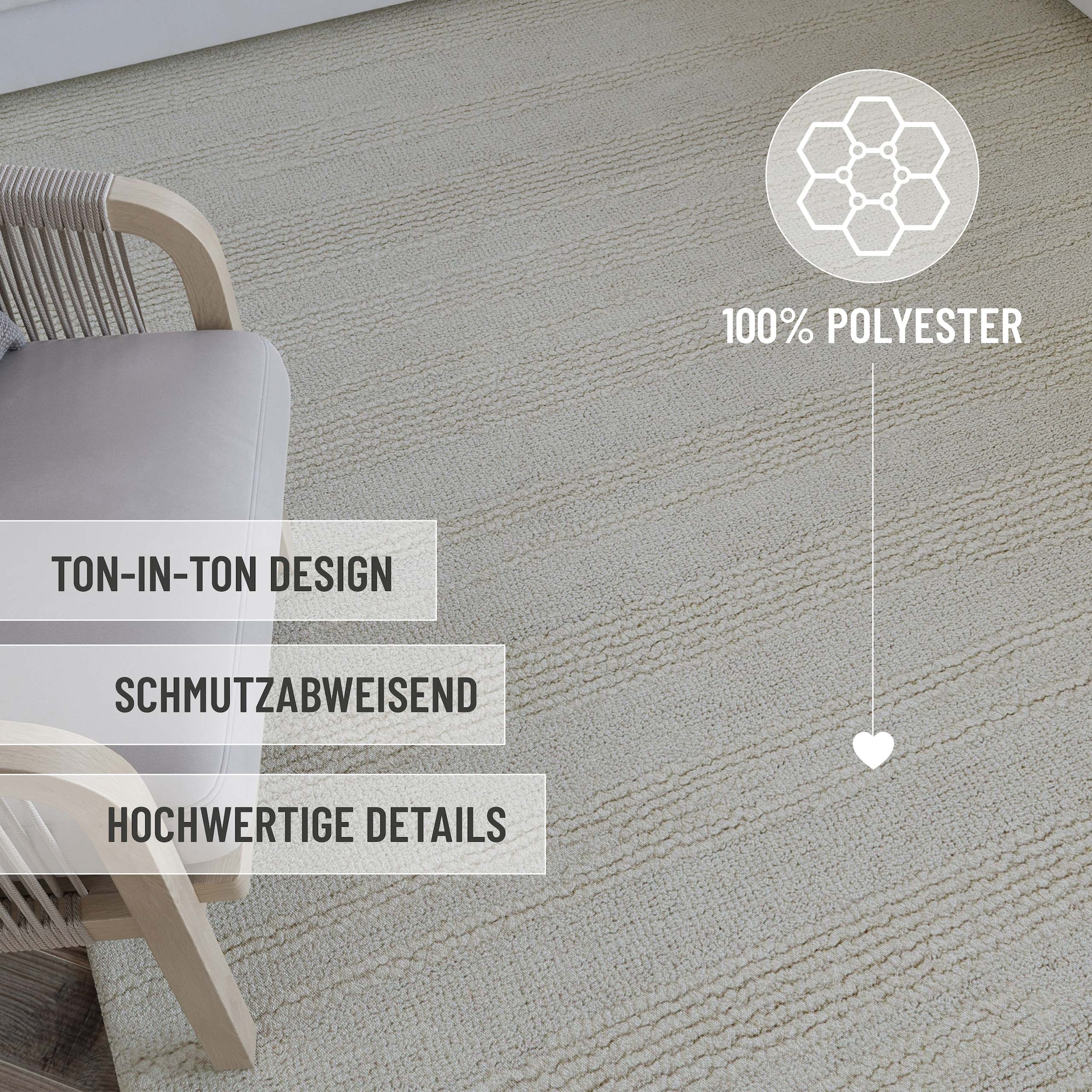 Wecon home Teppich »Hamptons TWENTYSEVEN«, rechteckig, 15 mm Höhe, Läufer, Kurzflor, Wohnzimmer, Schlafzimmer, elegant, robust, Linie