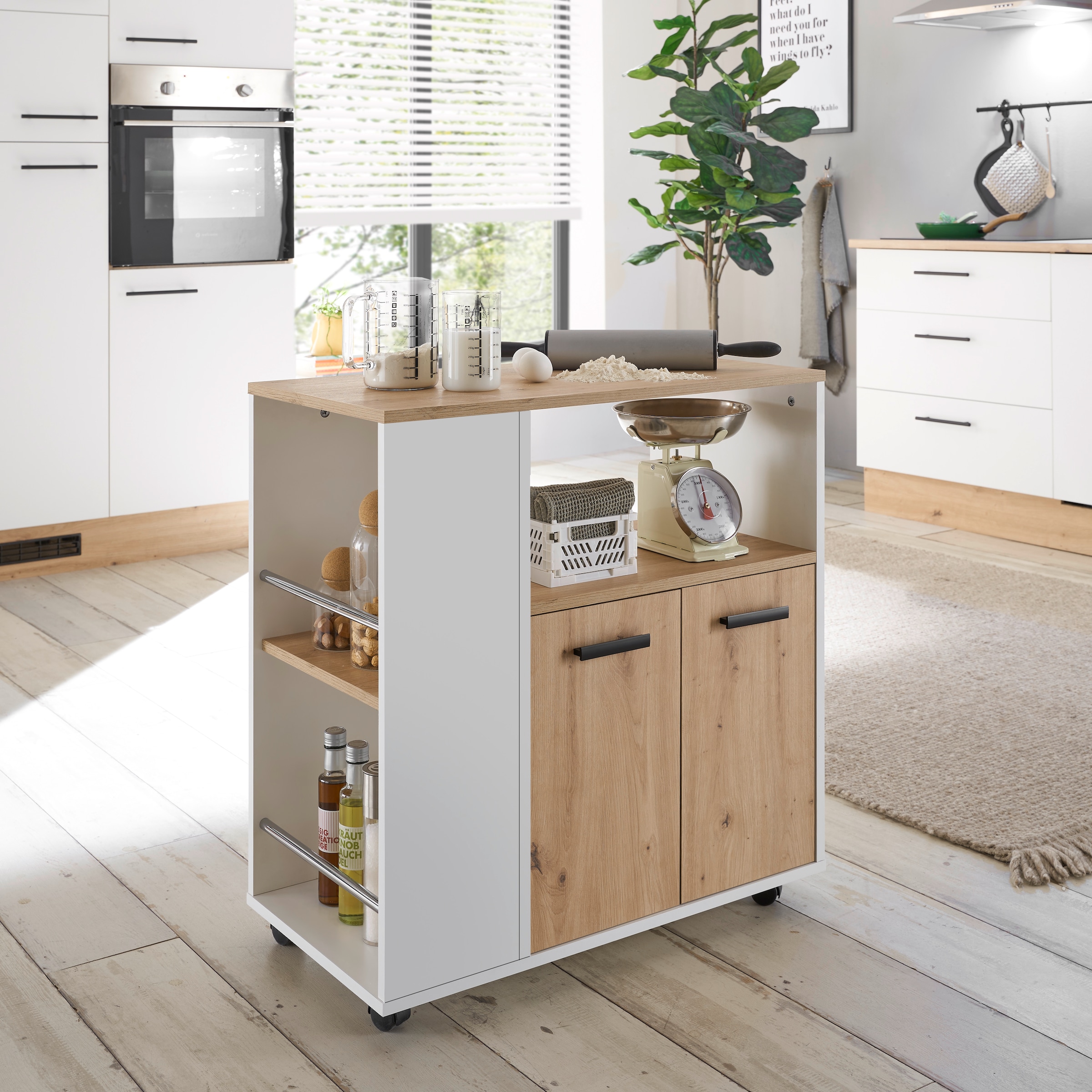 BASIC by Balculina Küchenwagen »Bartender,Rollwagen,Küchenwagen,Servierwagen« 1 Stk. tlg. Breite 75 cm, auf 4 Rollen, diverse Ablagen