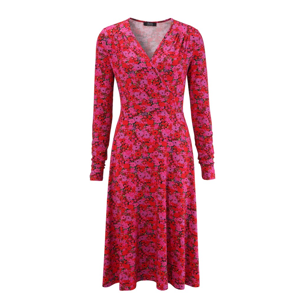 Damenmode Kleider Aniston SELECTED Jerseykleid, mit Ausschnitt in Wickel-Optik - NEUE KOLLEKTION pink-rot-schwarz-grün-gelb Damenmode Kleider Aniston SELECTED Jerseykleid, mit Ausschnitt in Wickel-Optik - NEUE KOLLEKTION pink-rot-schwarz-grün-gelb