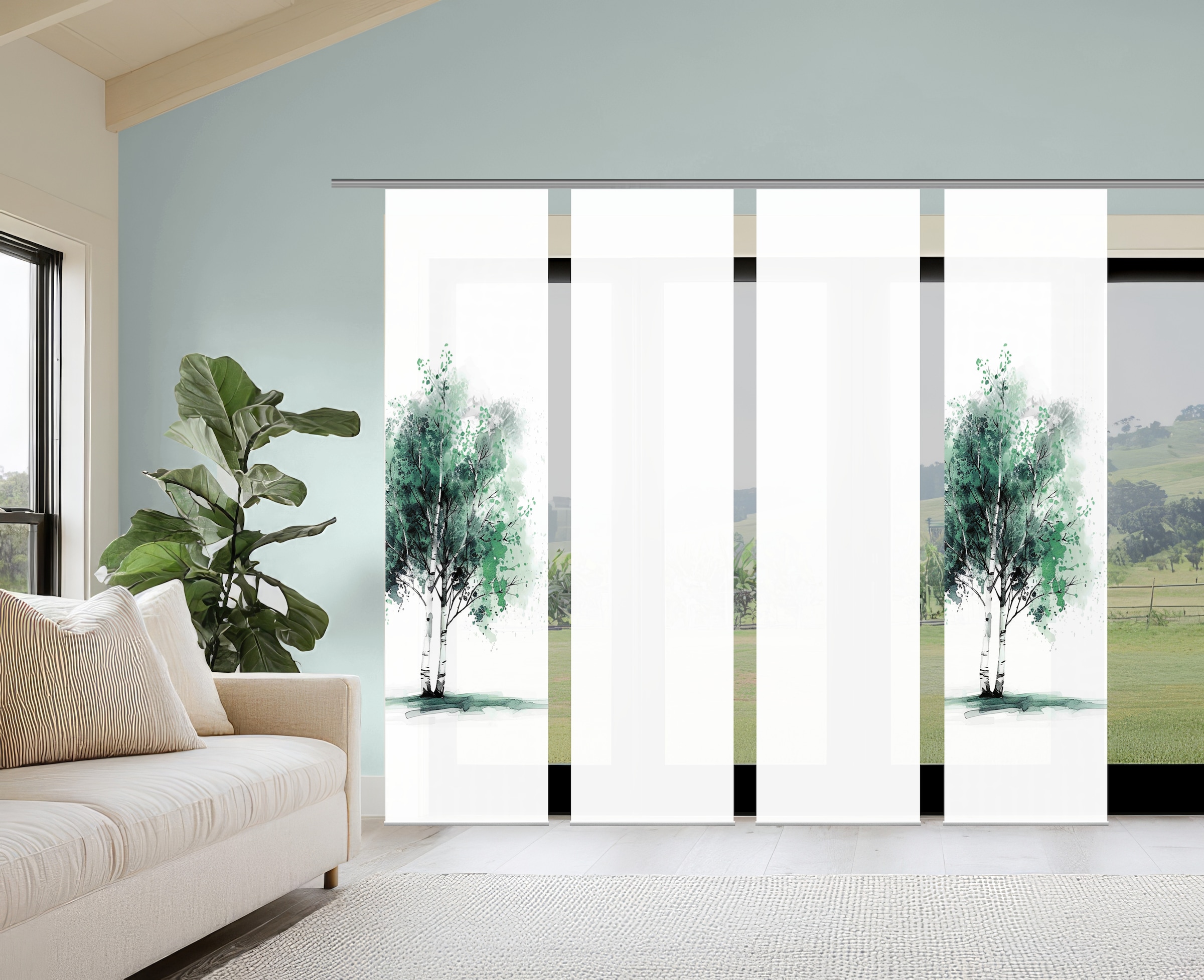 HOME WOHNIDEEN Schiebegardine "TREE" Paneelwagen 4 Stk. tlg. Schiebewand Se günstig online kaufen