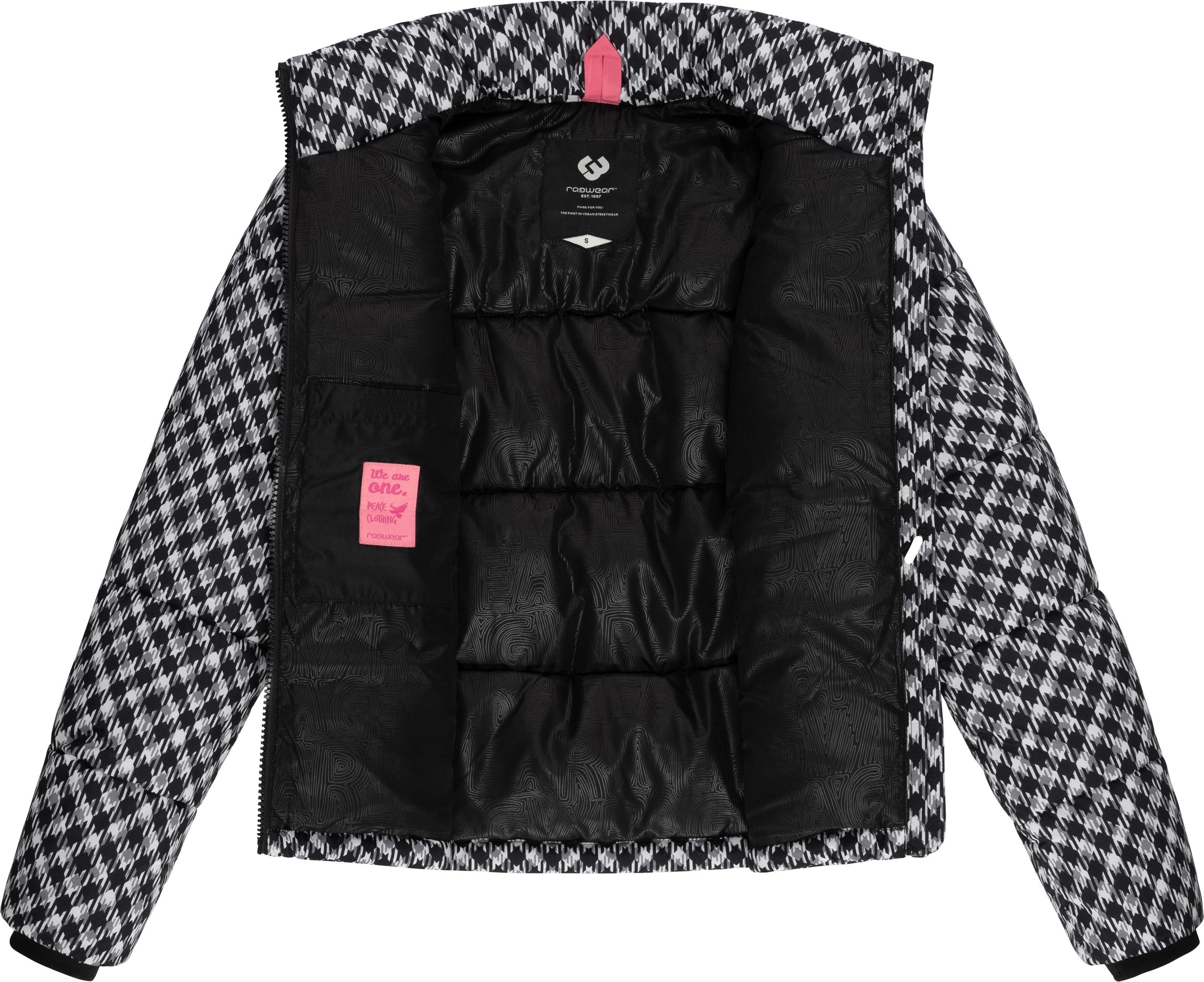 Ragwear Winterjacke »Serah Print«, ohne Kapuze, wasserdichte Winter Steppjacke mit Hahnentritt Muster
