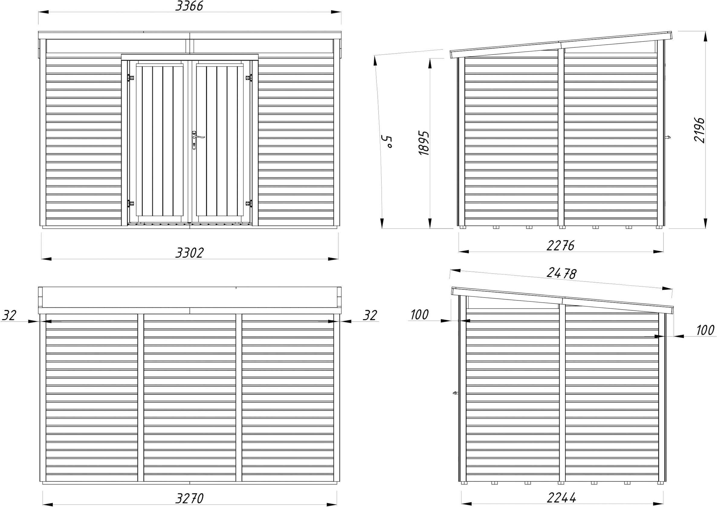 Palmako Gerätehaus »Elias 7,3 m²« BxT: 330x228 cm, 7,3 m²