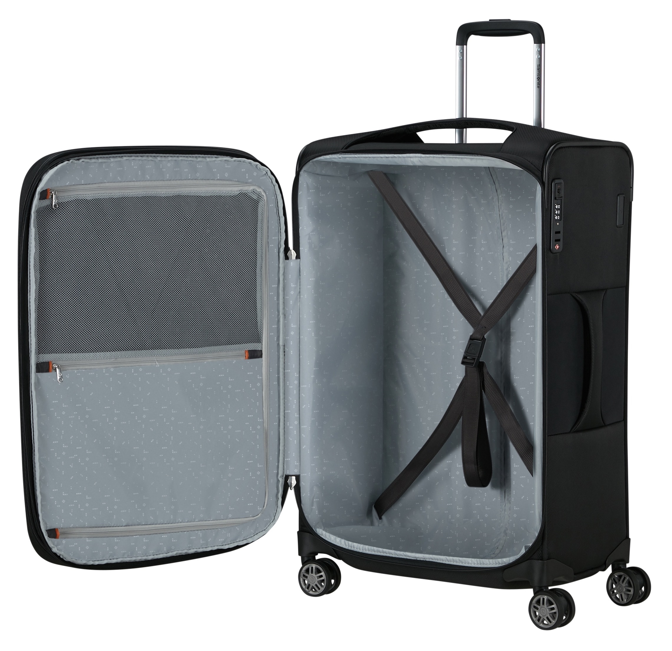 Samsonite Weichgepäck-Trolley »RE-LITE, verschiedene Größen und Farben«, (Set, 2 St., mit 2 Packwürfeln), 4 Rollen, Reisekoffer TSA-Schloss Stickerbogen Volumenerweiterung Laptopfach