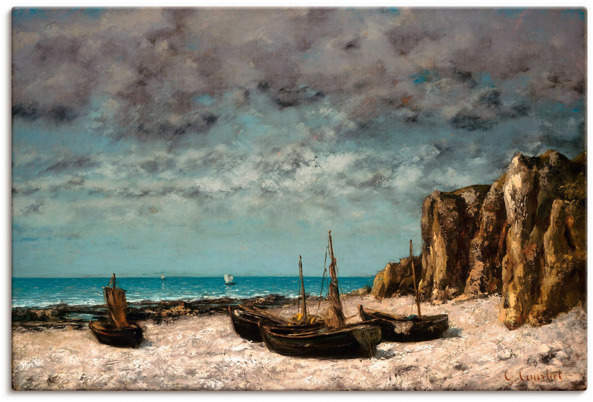 Artland Wandbild »Boote am Strand von Etretat. Um 1872/75«, Bilder von Booten & Schiffen, (1 St.), in vielen Größen & Produktarten - Alubild, Leinwandbild, Poster, Wandaufkleber