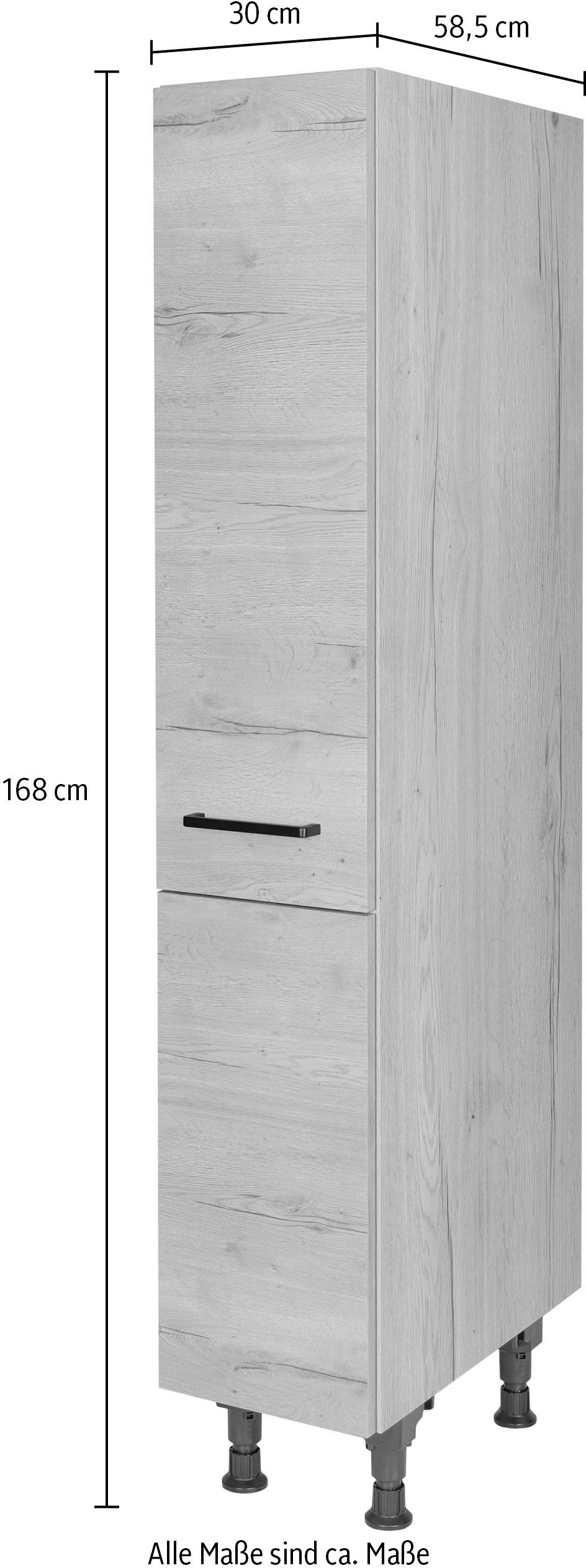 nobilia® Apothekerschrank »"Structura", mit 4 Einhängekörben, Breite 30 cm, Höhe 167,8 cm,«, vormontiert, Ein- und Auszugsdämpfung SoftStoppPro