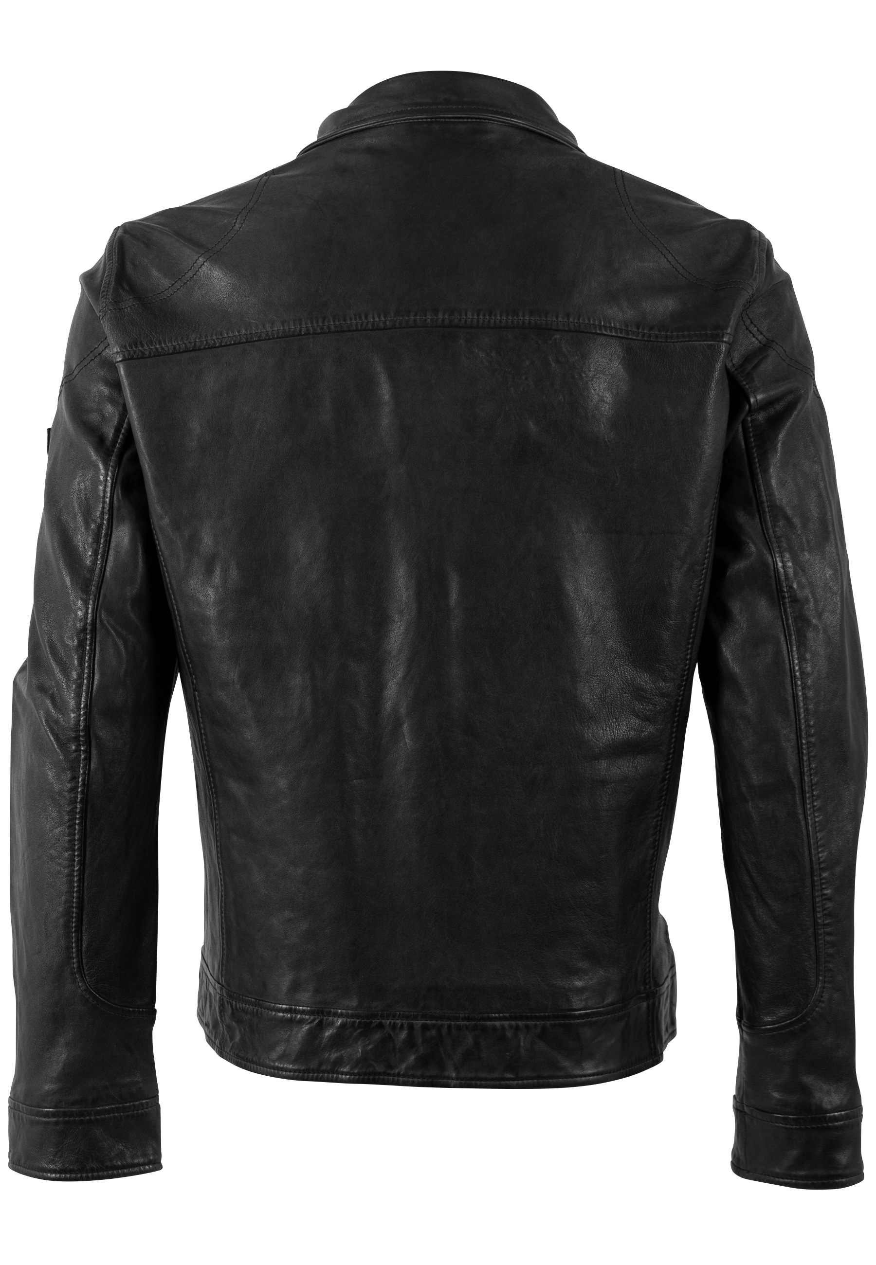Lederjacke MAURITIUS "MMJorric", Herren, Gr. 4XL(58), schwarz, Obermaterial: 100% Schafsleder. Futter: 100% Polyester. Ärmelfutter: 100% Polyester, unifarben, regular fit hüftlang, angesetztes Bündchen, Jacken, mit aufgesetzten Brusttaschen 3