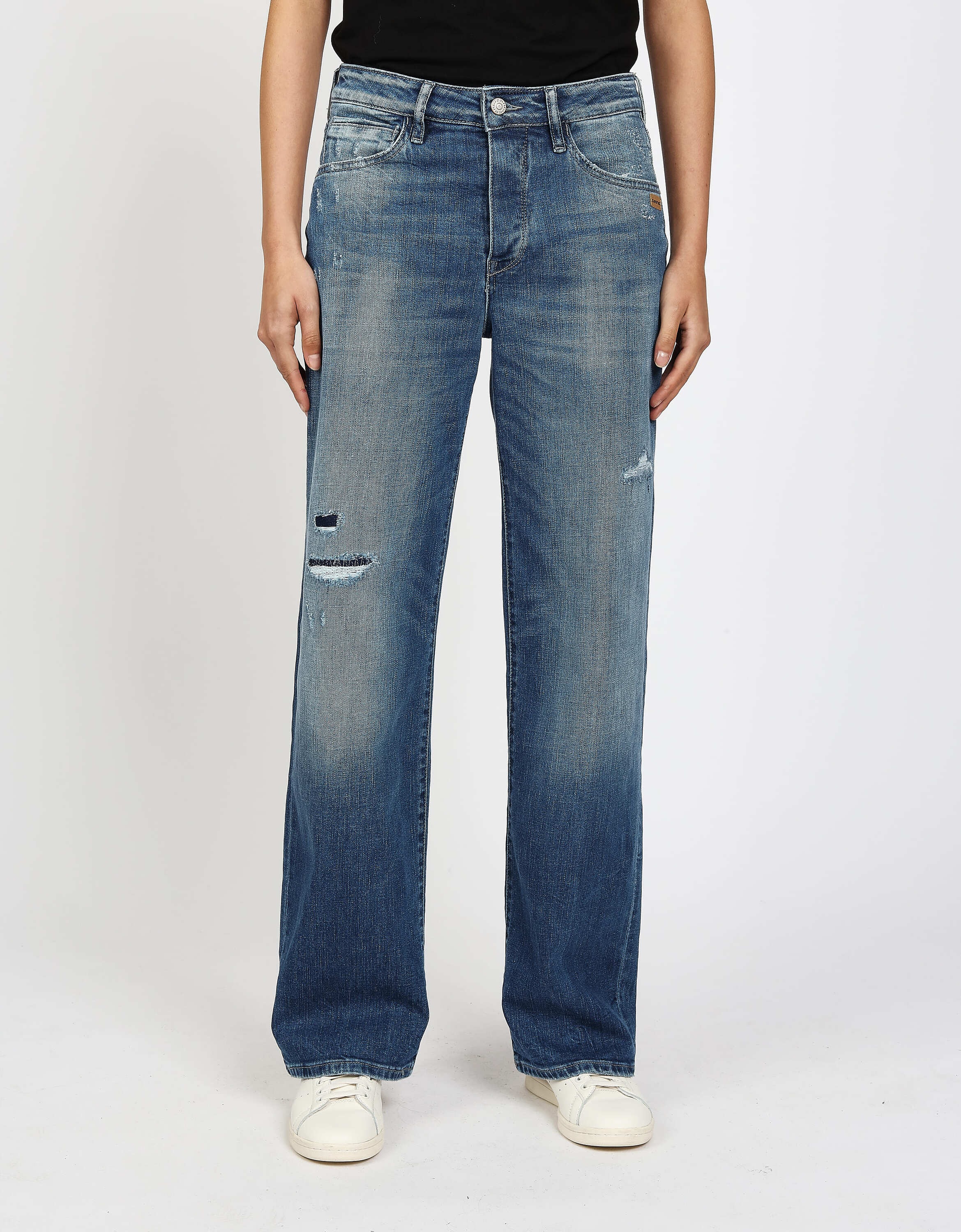 Comfort-fit-Jeans GANG "GANG Jeans Straight Fit 94JUL", Damen, Gr. 31, blau, Stoff, 92% Baumwolle, 2% Elasthan, 6% Polyester, Jeans