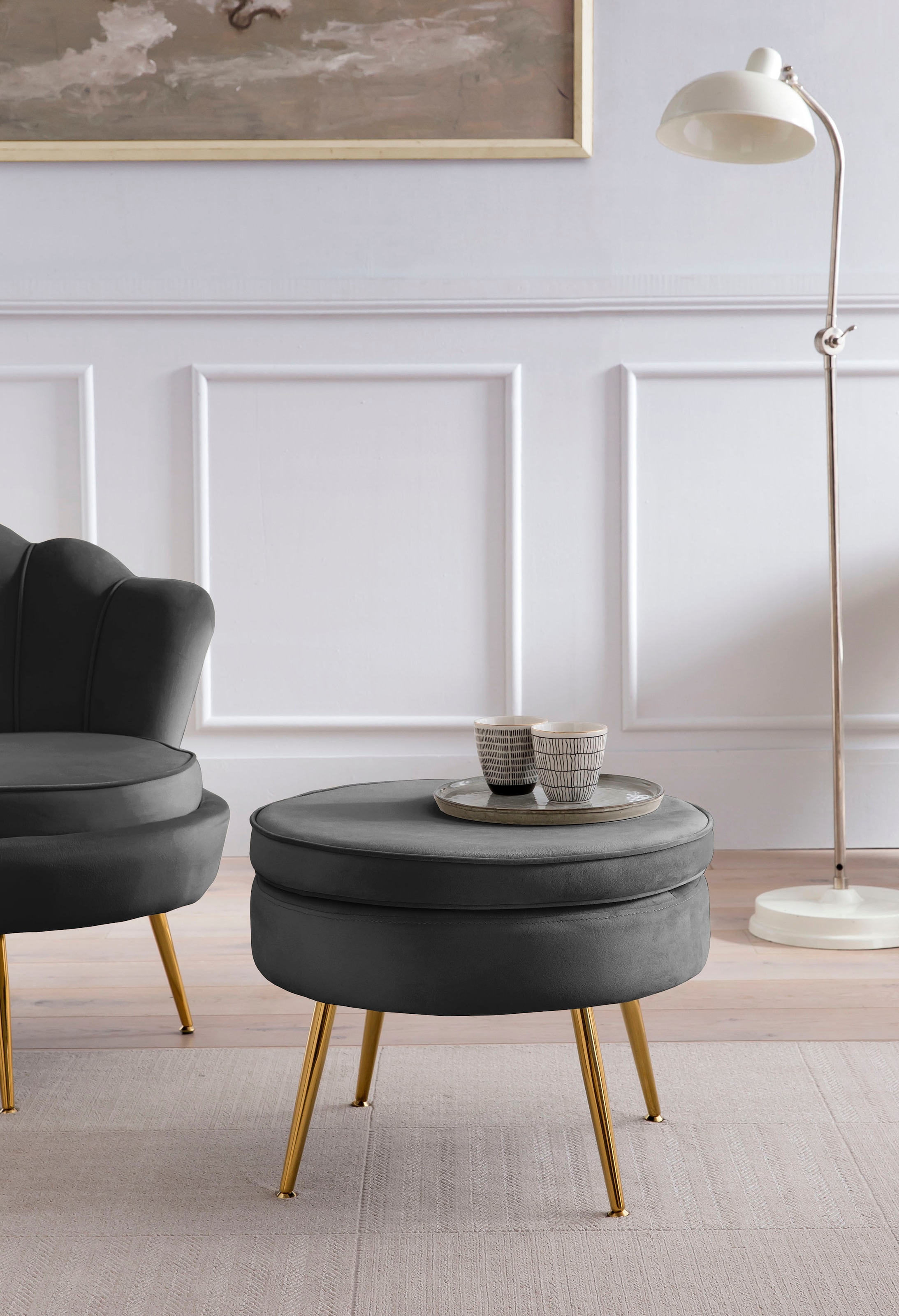 SalesFever Polsterhocker "Calm Gepolsterter Hocker mit Charme", mit hohem S günstig online kaufen