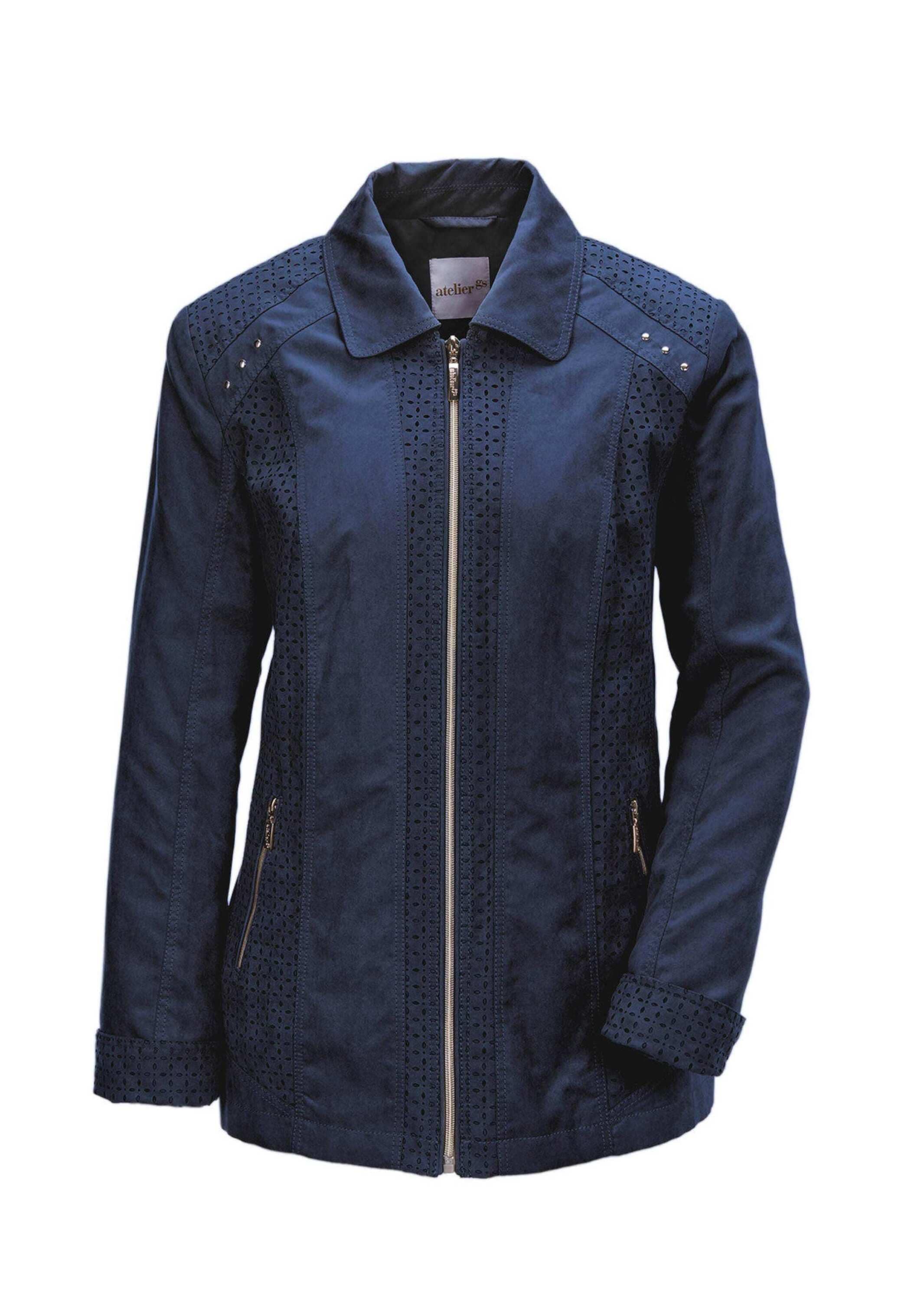 GOLDNER Jackenblazer "Kurzgröße Velourslederimitat-Blazer mit Perforierung" Attraktiv perforiert
