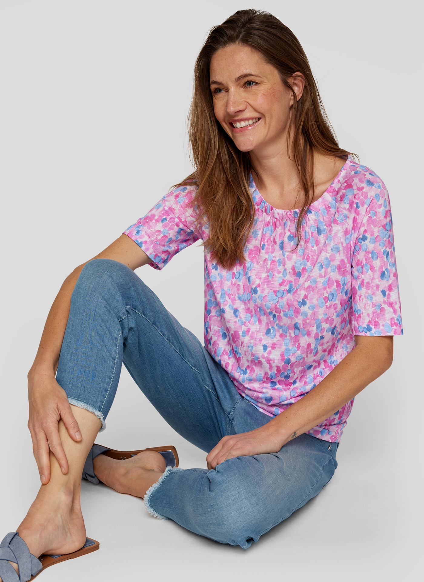 Rabe Rundhalsshirt, mit grafischem Muster