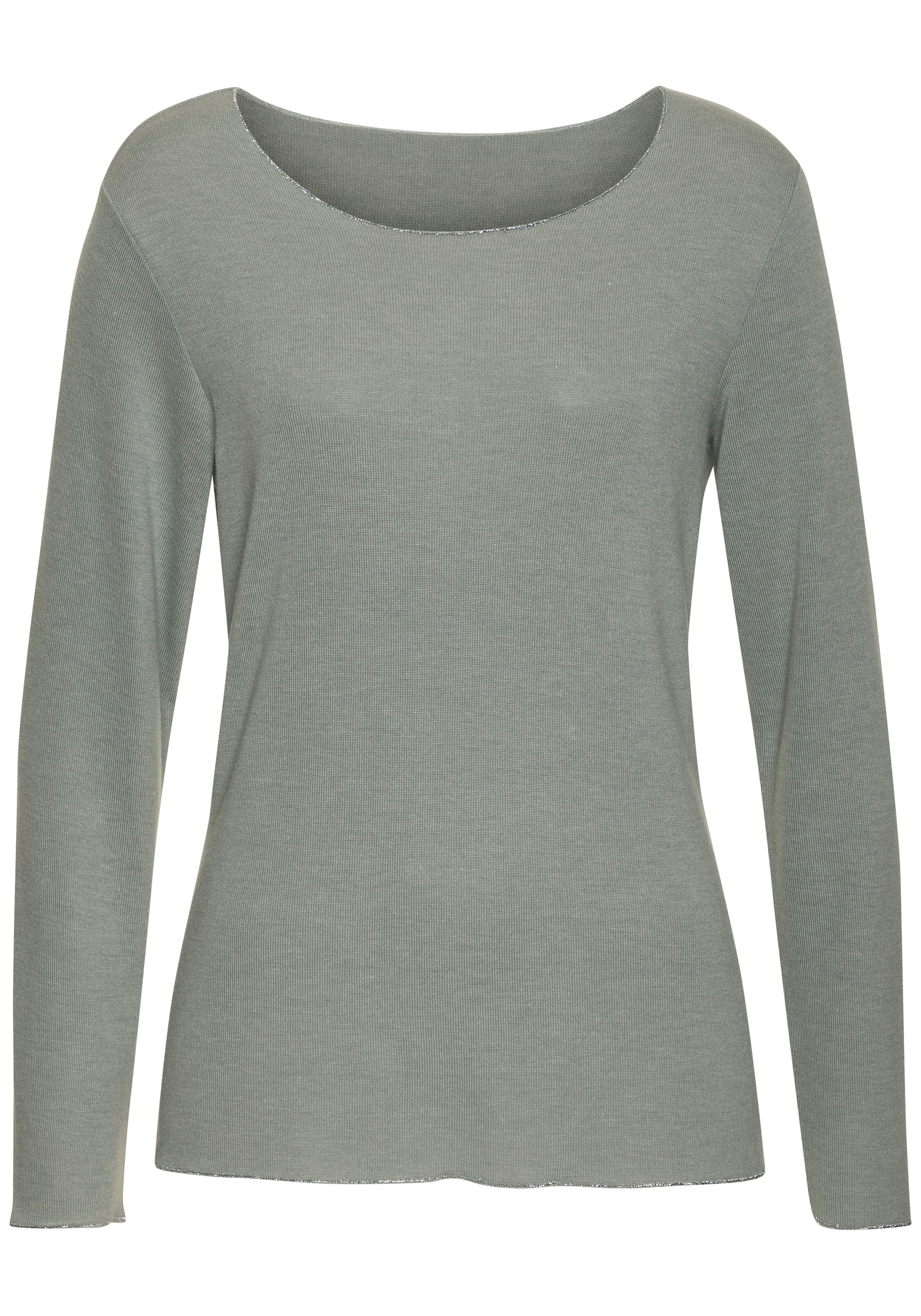 LASCANA Langarmshirt "mit feiner Glitzereinfassung", aus weichem Viskose-Fe günstig online kaufen