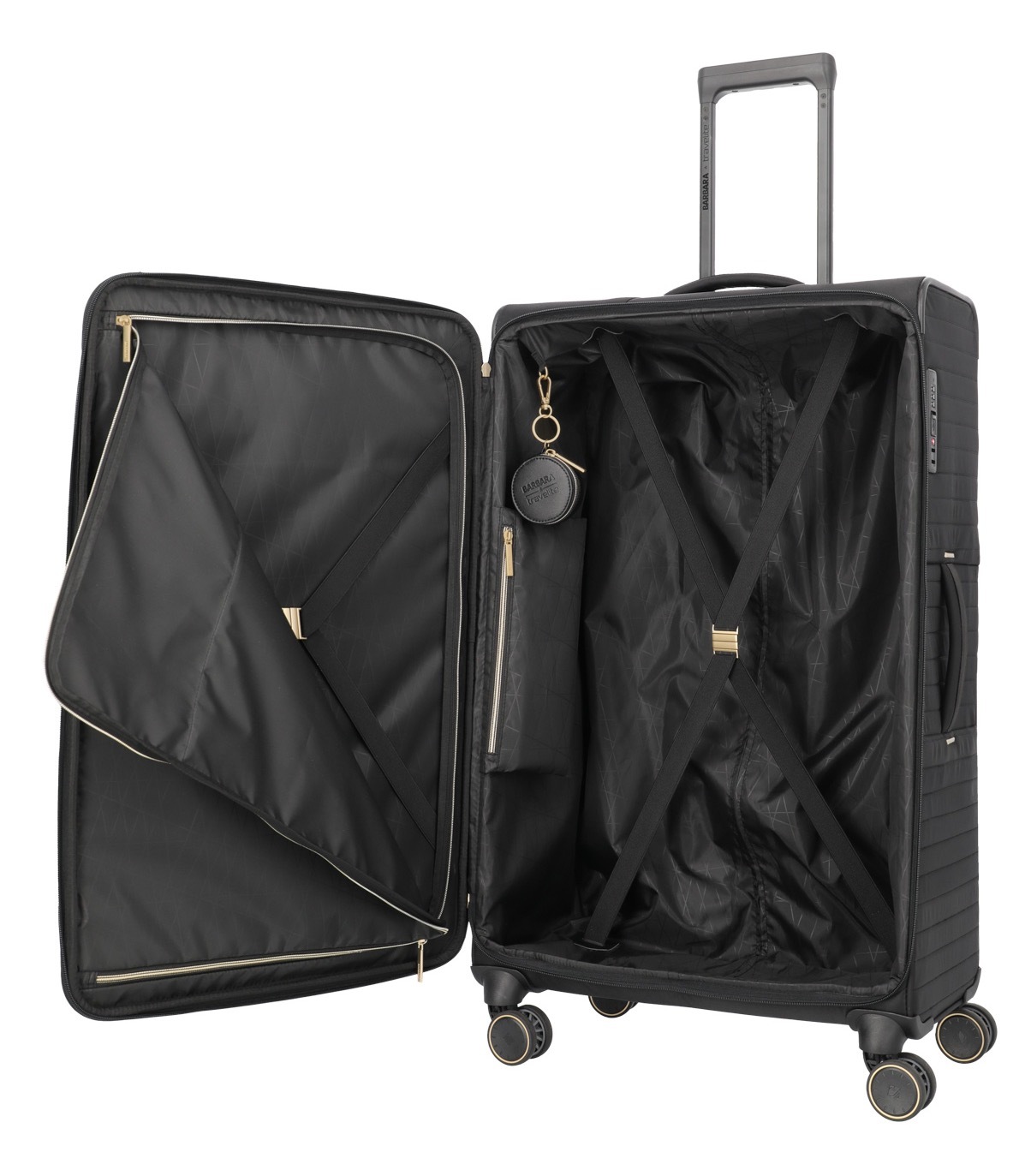 travelite Weichgepäck-Trolley »BARBARA & travelite | BARBARA STEPP, verschiedene Größen und Farben«, 4 Rollen, Weichgepäck-Koffer Schlüsselanhänger Volumenerweiterung bei S/M