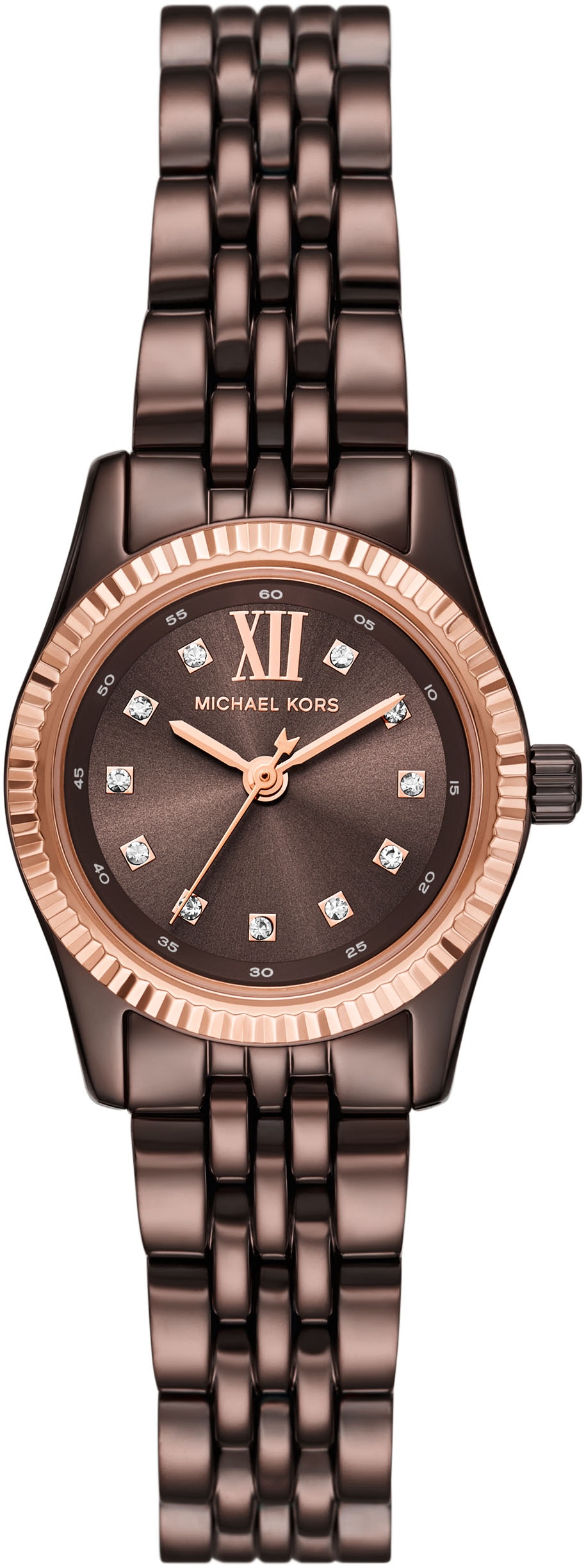 MICHAEL KORS Quarzuhr »PETITE LEXINGTON«, Armbanduhr, Damenuhr, Edelstahlarmband, analog, Glassteine