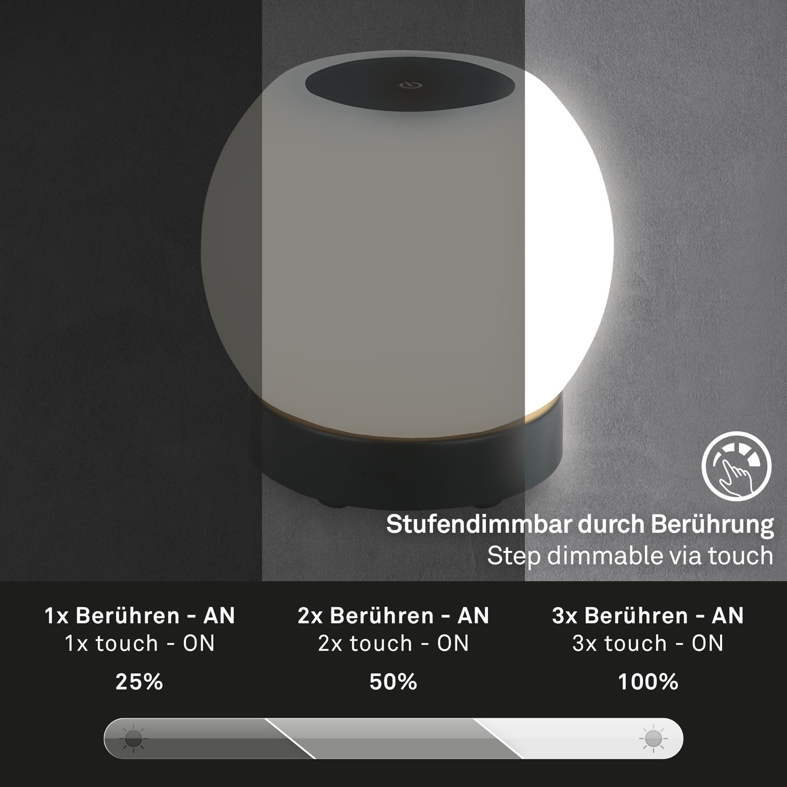 BRILONER LEUCHTEN LED Dekolicht "POKA", schwarz, 1, Ø 16cm H: 15cm, 1 Stk., Leuchten, 16 x 15 cm, Indoor/Outdoor, Balkon, Wohnzimmer 2