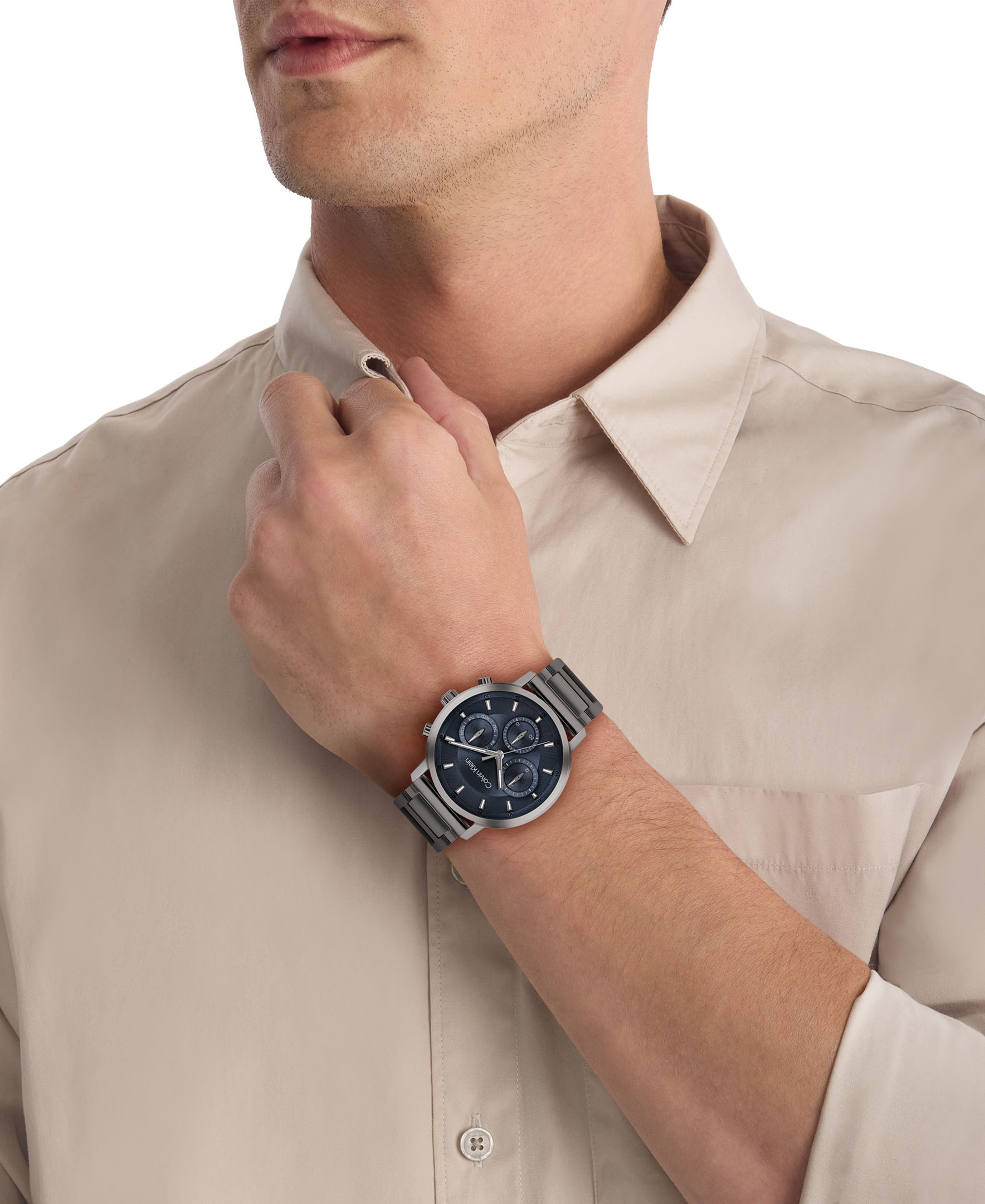 Calvin Klein Multifunktionsuhr »Gauge«, Quarzuhr, Armbanduhr, Herrenuhr, Edelstahlarmband, analog
