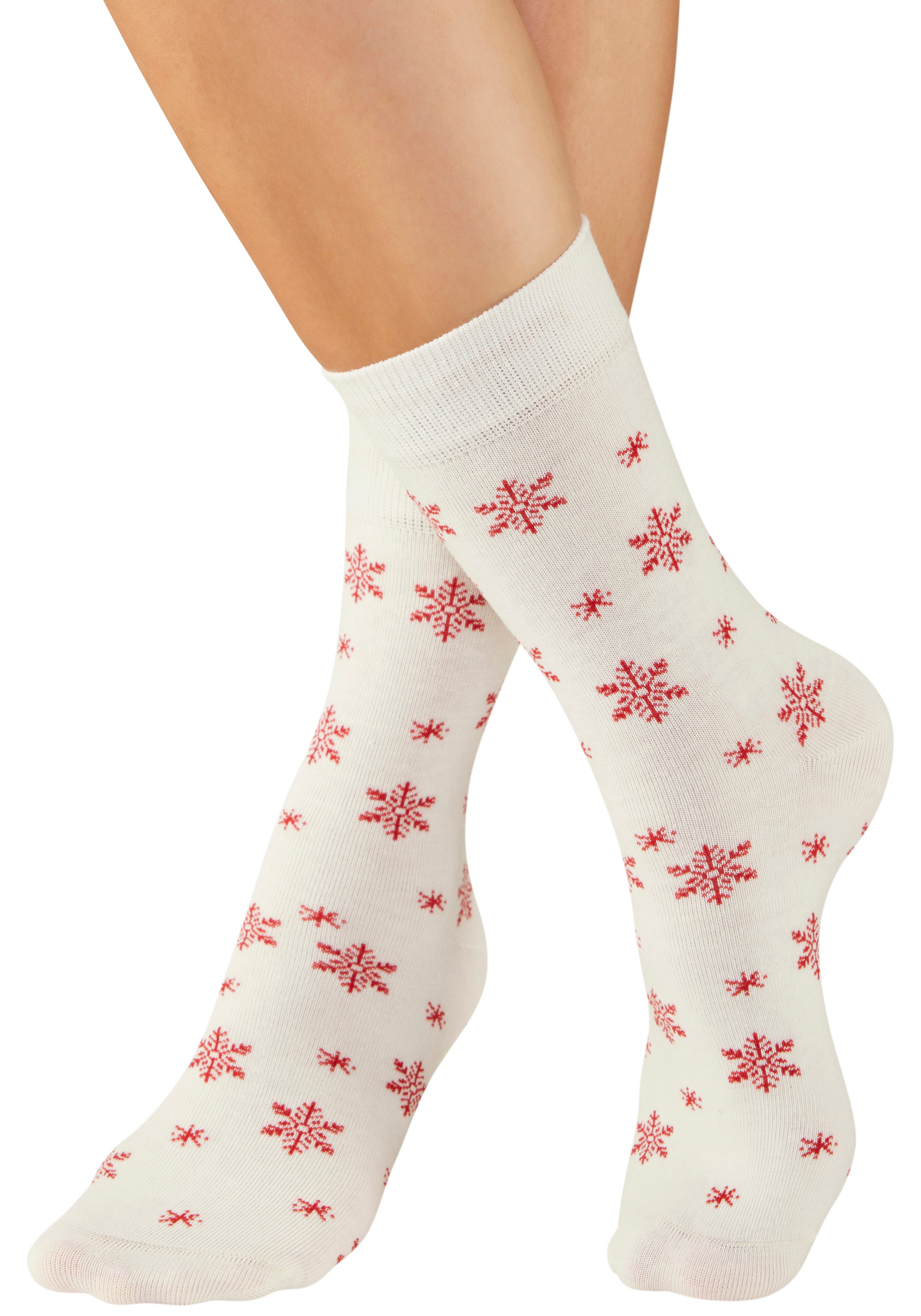 LASCANA Socken Packung, 3 Paar tlg. mit weihnachtlichem Dackelmotiv