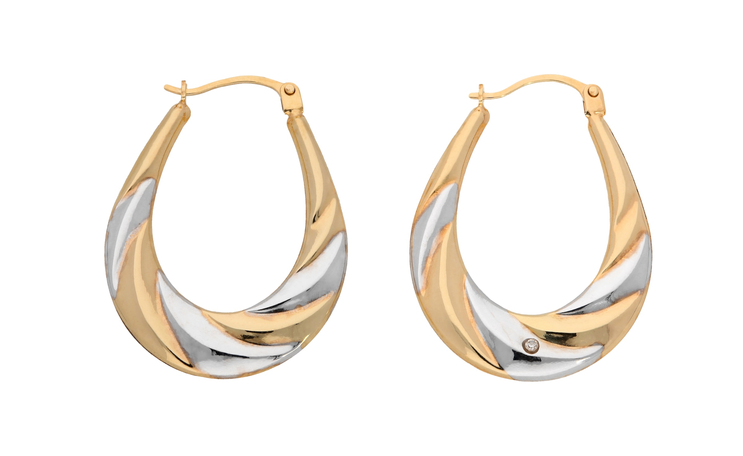 Vivance Paar Creolen »Creolen bicolor«, 2x Diamant = 0,01ct.