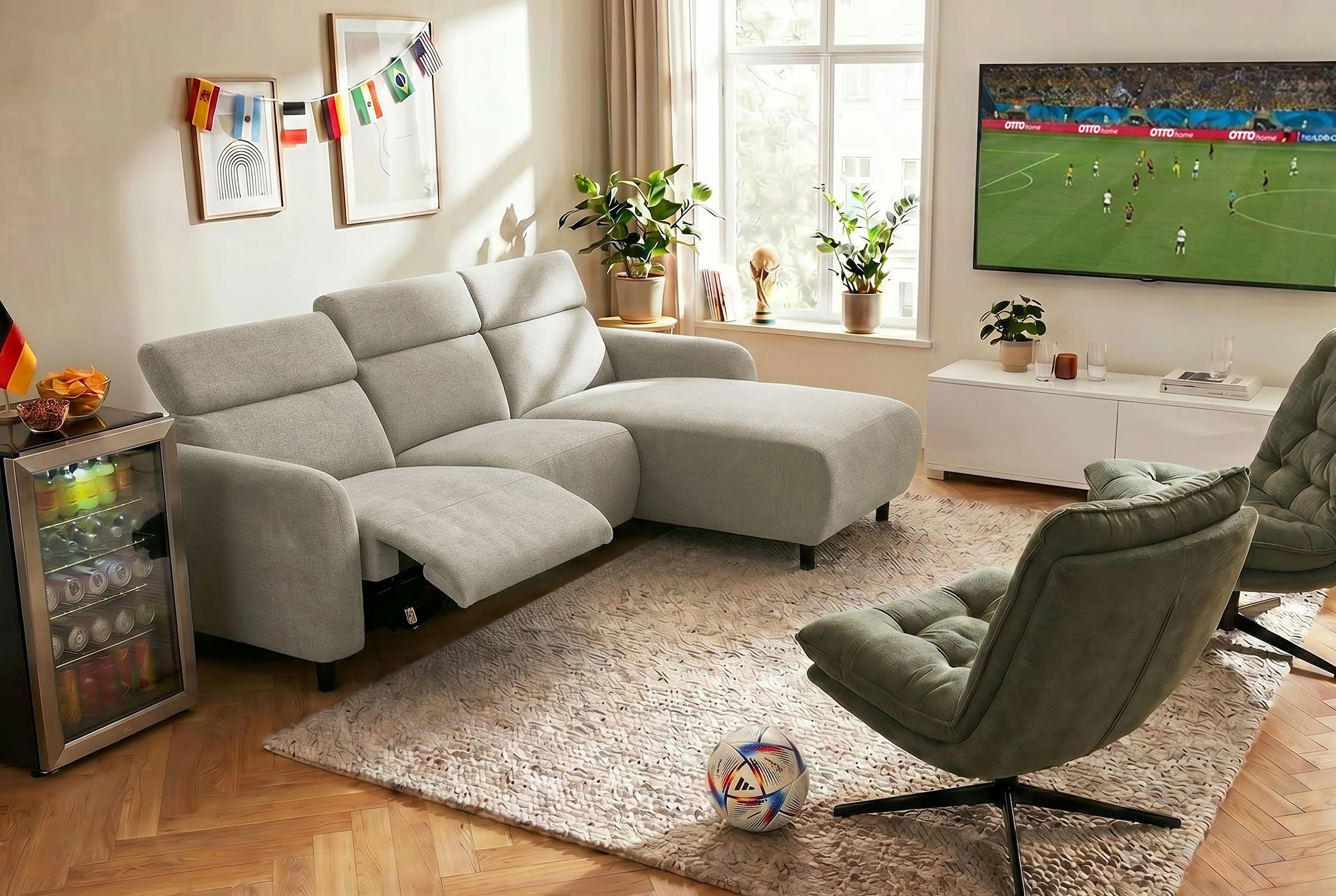 OTTO home Ecksofa »SKAANE Struktur, L-Form, 274 cm, manuelle/elektrische Relaxfunktion,« 274 cm, mit Kopfteilverstellung und man. oder elektr. Relaxfunktion
