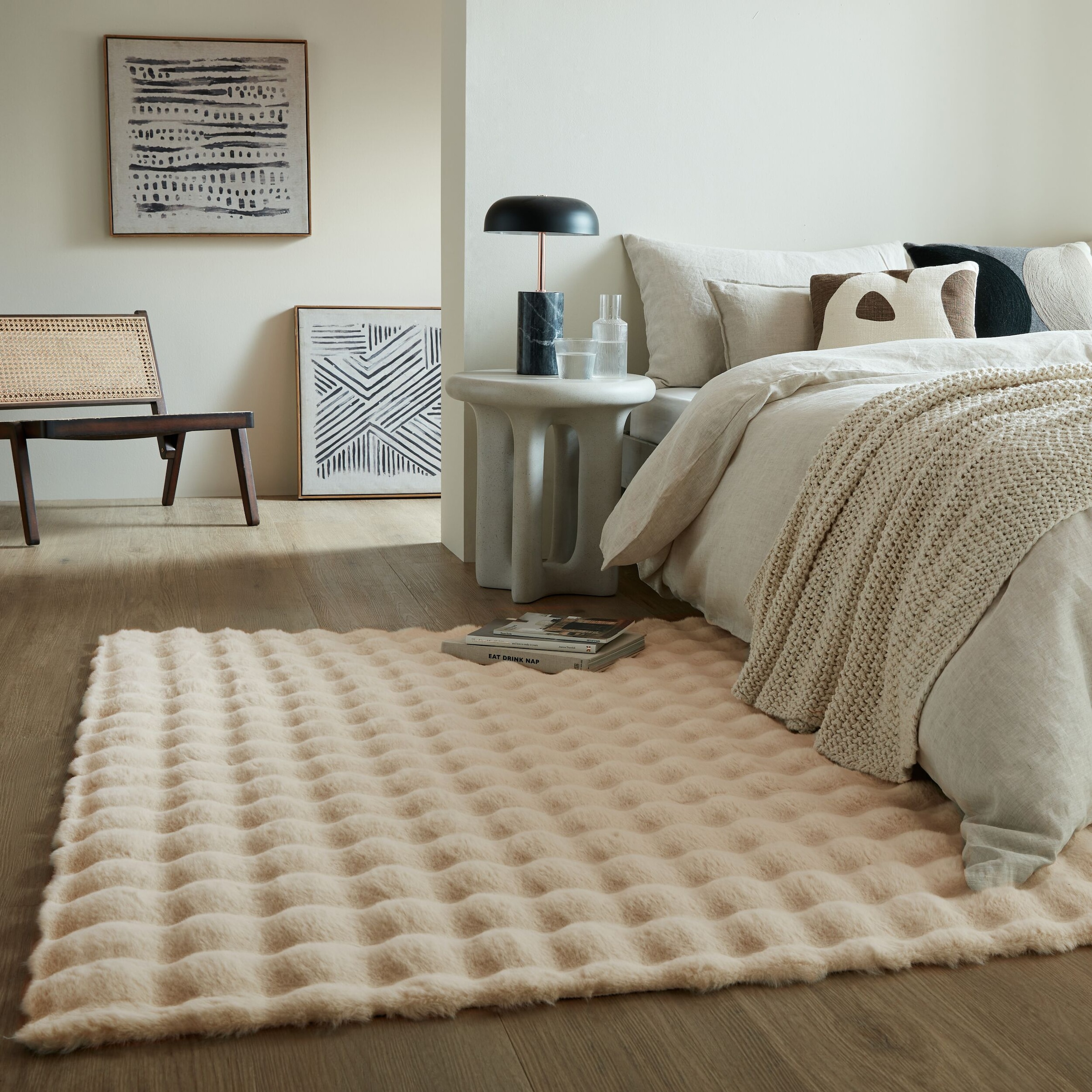 FLAIR RUGS Hochflor-Teppich "Waffle Faux Fur" rechteckig 35 mm Höhe Waffelm günstig online kaufen