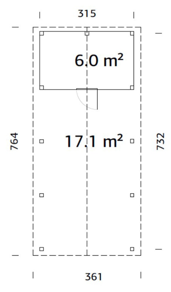 Palmako Einzelcarport »Robert mit Geräteraum« Massivholz 291 cm grau