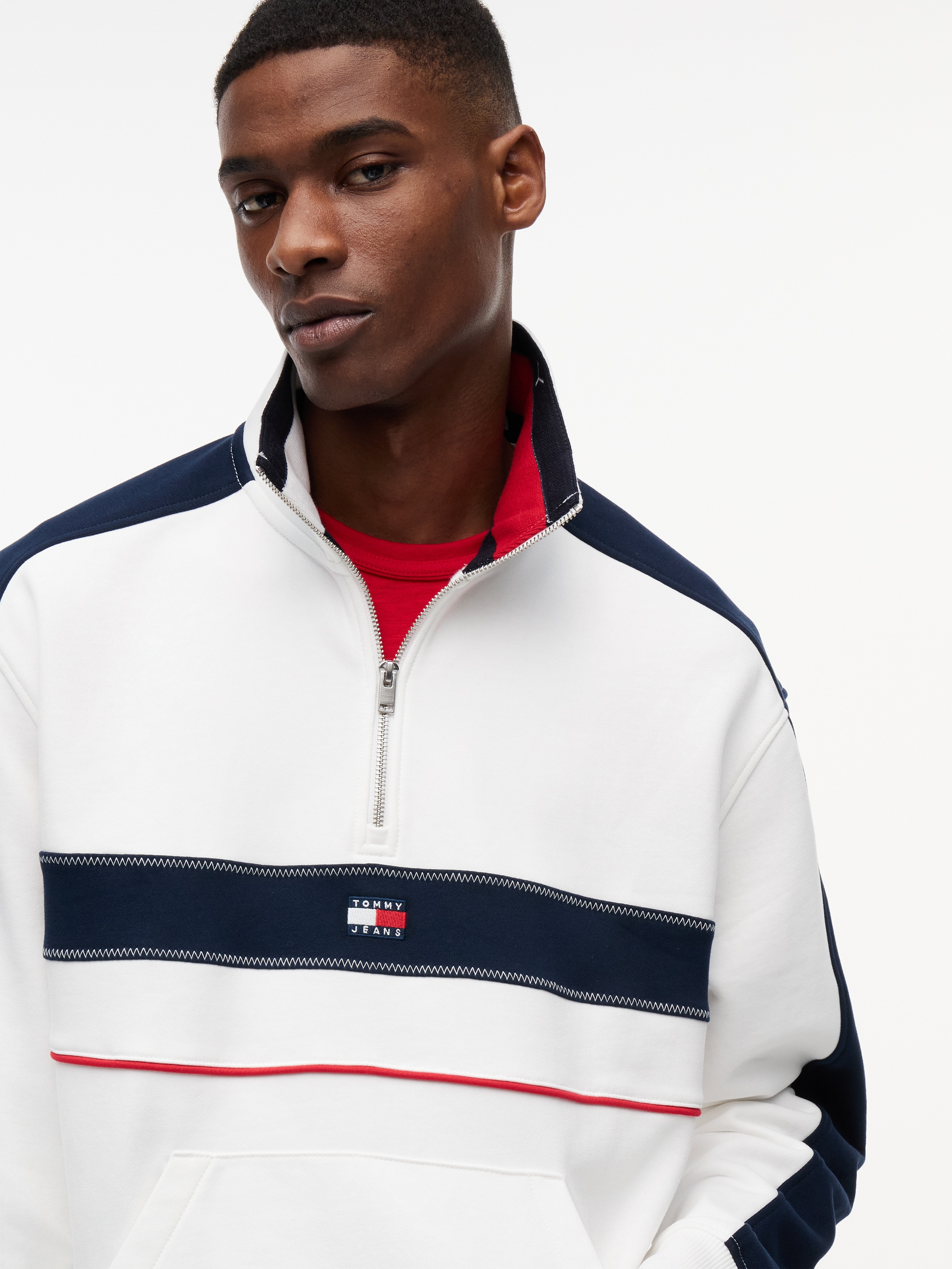Tommy Jeans Sweatshirt »TJM RLX COLOR BLOCK QUARTER ZIP«, Stehkragen mit Reißverschluss
