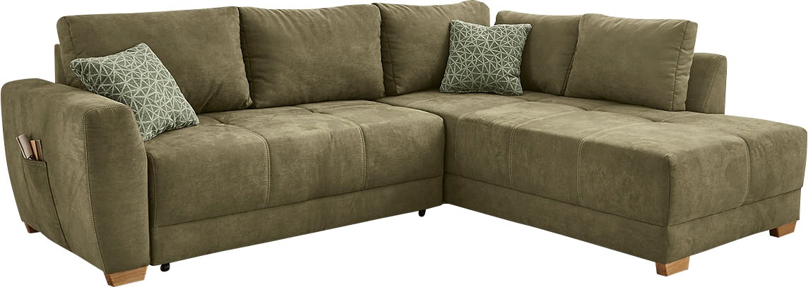 Thumbnail - Jockenhöfer Gruppe Ecksofa "Luzern L-Form, B: 254 cm" mit Bettfunktion, Bettkasten, seitl. Tasche & Zierkissen