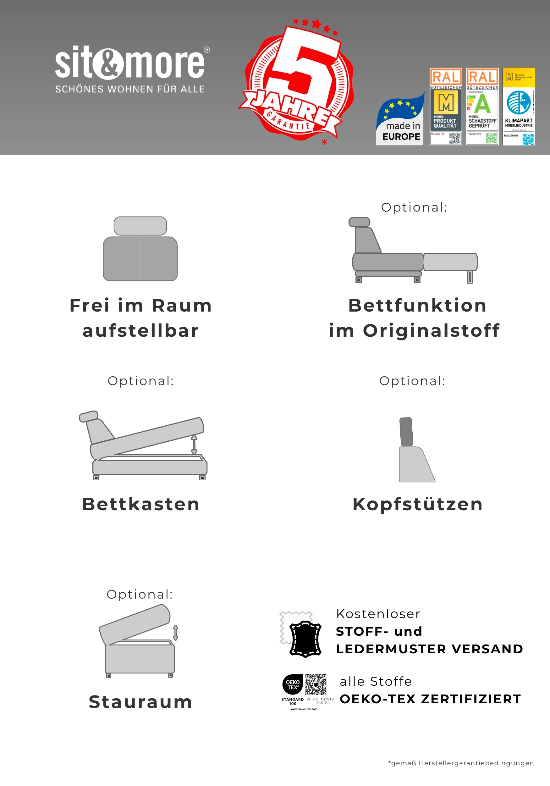 OTTO home Wohnlandschaft »Costello U-Form, B: 363 cm mit Sitztiefen- & Armteilverstellung« optional Schlaffunktion & Bettkasten