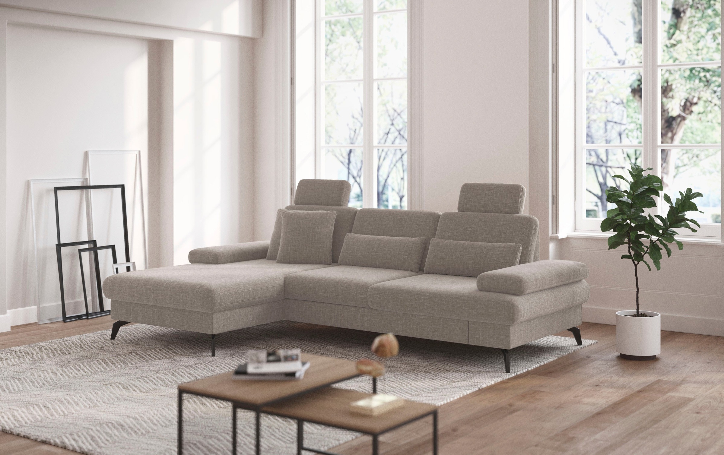 sit&more Ecksofa »Morris L-Form, inkl. Sitztiefenverstellung«, wahlweise mit Armteilverstellung, Bettfunktion & Bettkasten
