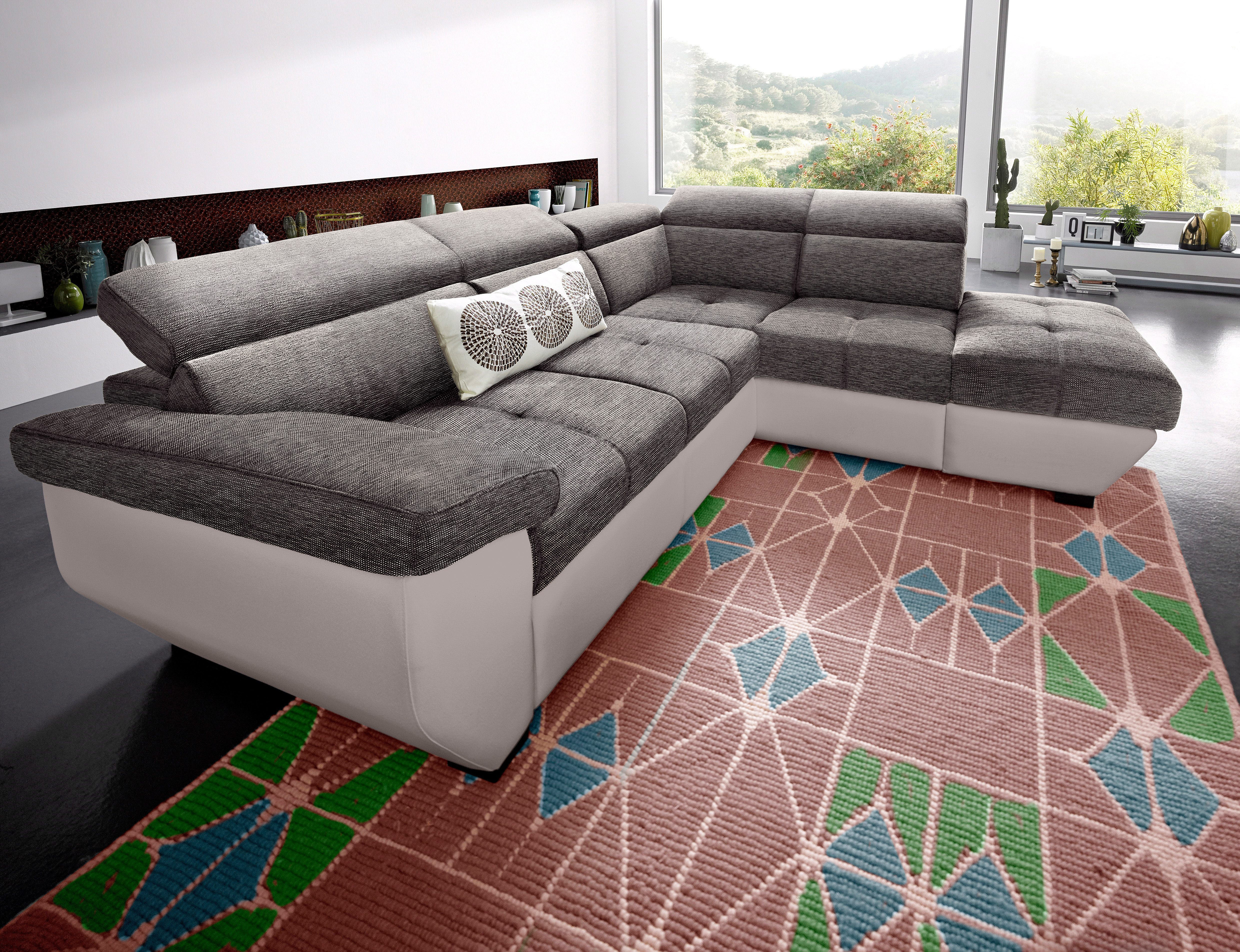 COTTA Ecksofa "Speedway L-Form, B: 262cm, moderne Couch, bequeme Wellenunterfederung," Kopfteilverstellung, optional Schlaffunktion & Bettkasten