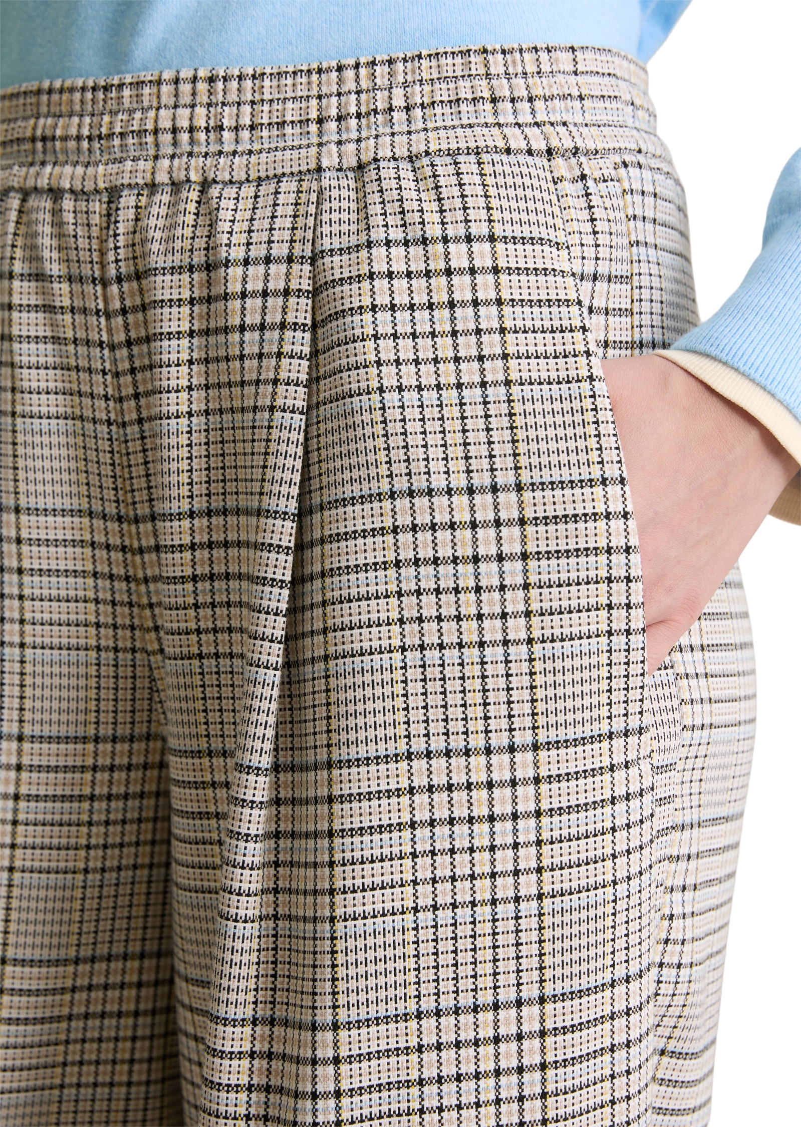 Thumbnail - Marc OPolo DENIM Schlupfhose karierte Hose wide mit recyceltem Polyester, elastischer Bund