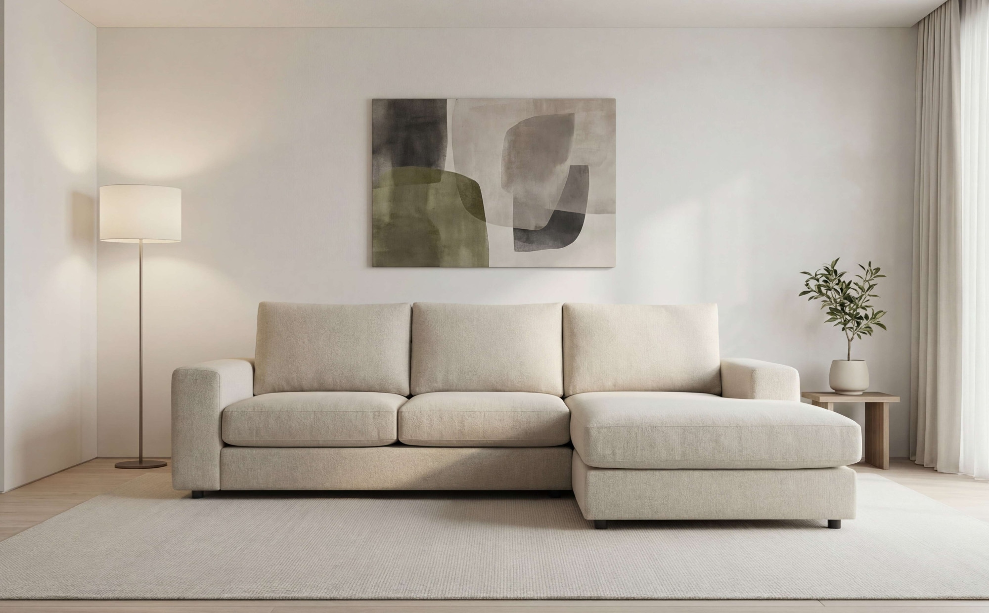 OTTO home Ecksofa »Nivette, weiches Chenille« Breite 269 cm, L-Form, bodentief, mit Wellenunterfederung