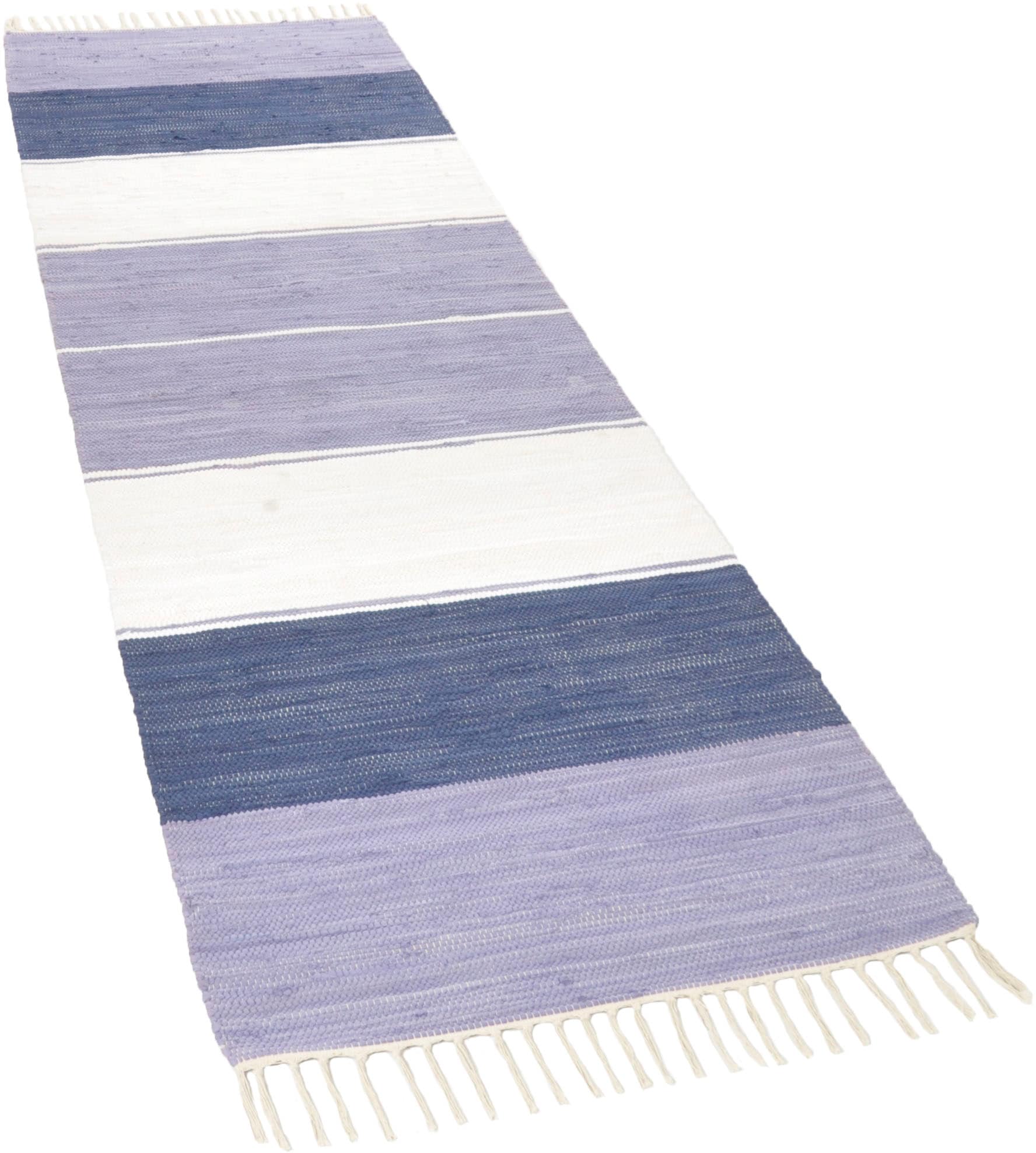 THEKO Teppich "Stripe Cotton, handgewebt" rechteckig 5 mm Höhe Flachgewebe, günstig online kaufen