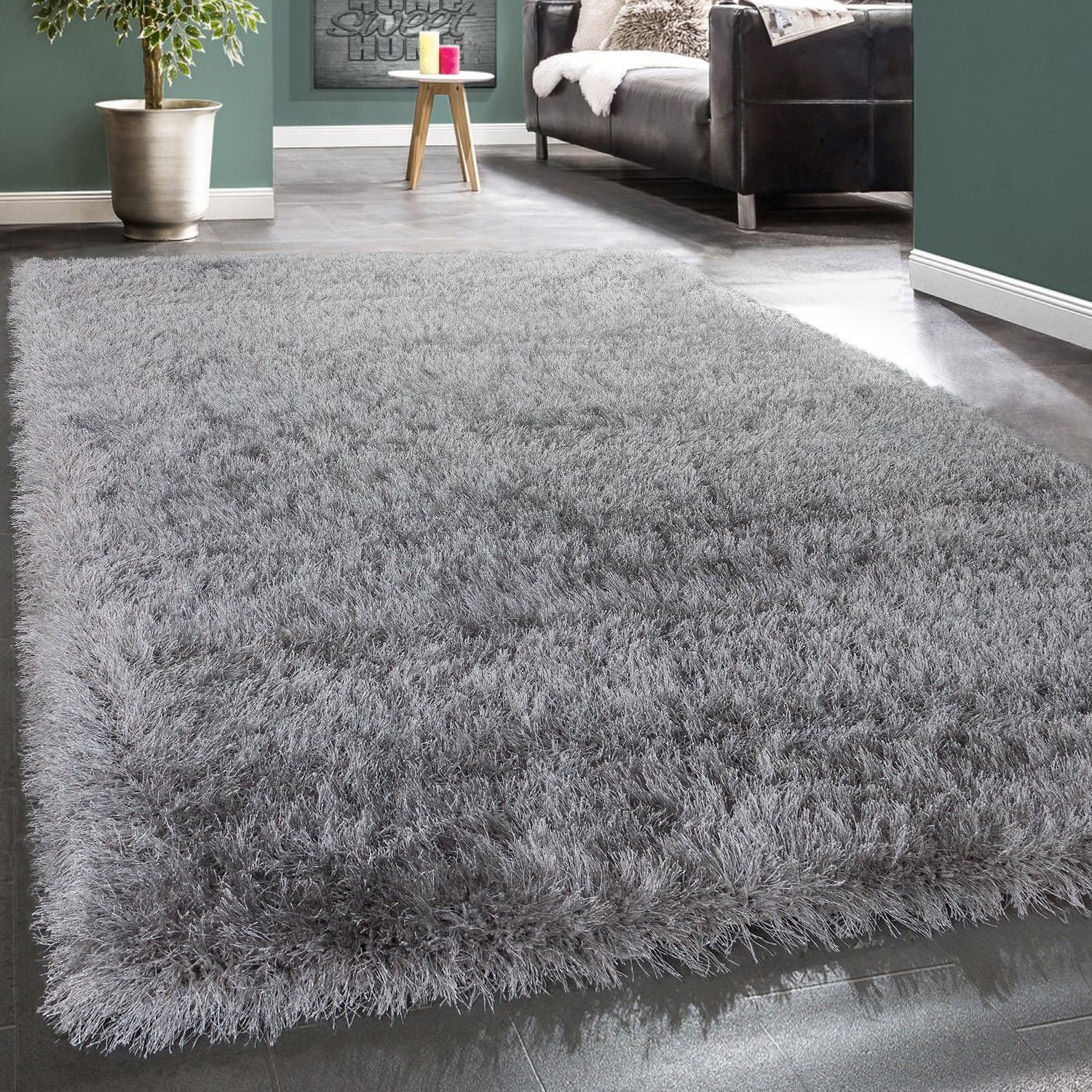 Hochflor-Teppich »Glamour 300«, rechteckig, Uni Farben, mit weichem Glanz Garn, auch...