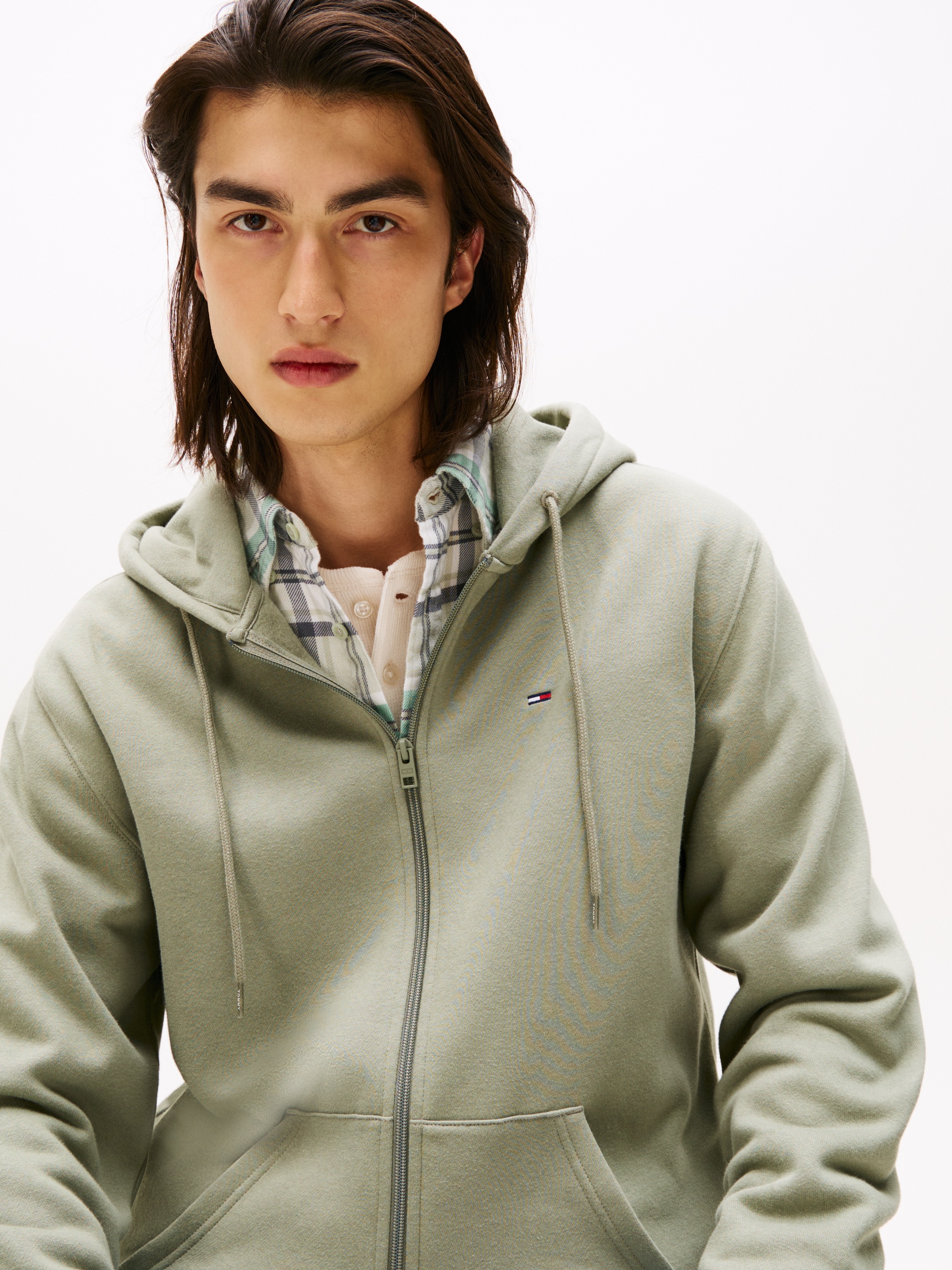 Tommy Jeans Sweatshirt "TJM REG S FLAG ZIP FLEECE THRU", mit bestickten Mar günstig online kaufen
