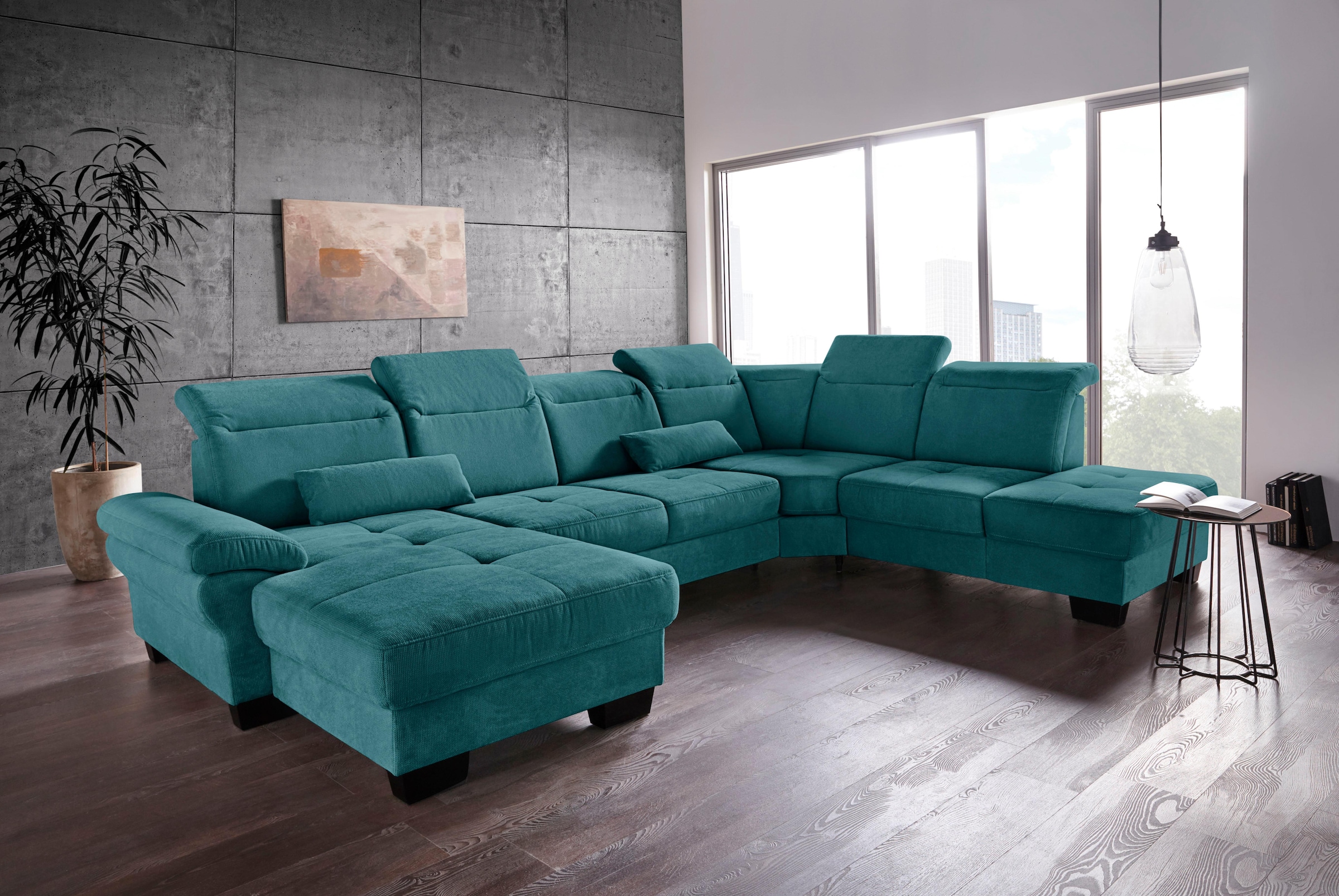 Home affaire Wohnlandschaft "Cornwall U-Form" inkl. Sitztiefenverstellung, günstig online kaufen