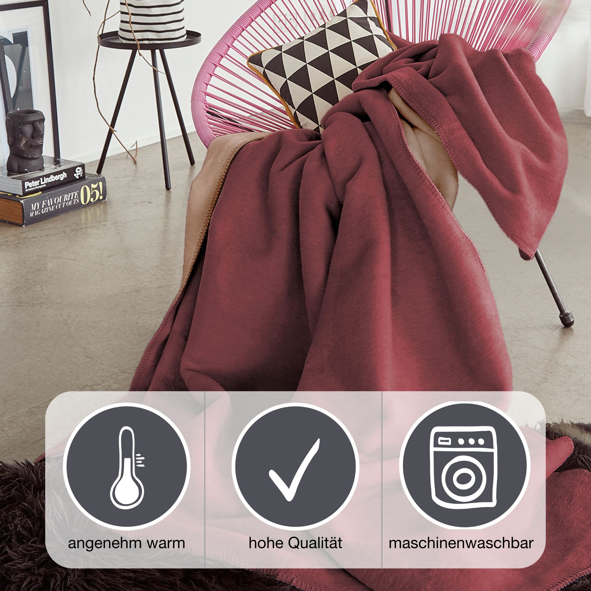 Thumbnail - IBENA Wohndecke "Wohndecke Doubleface Dublin" in trendigen Farben