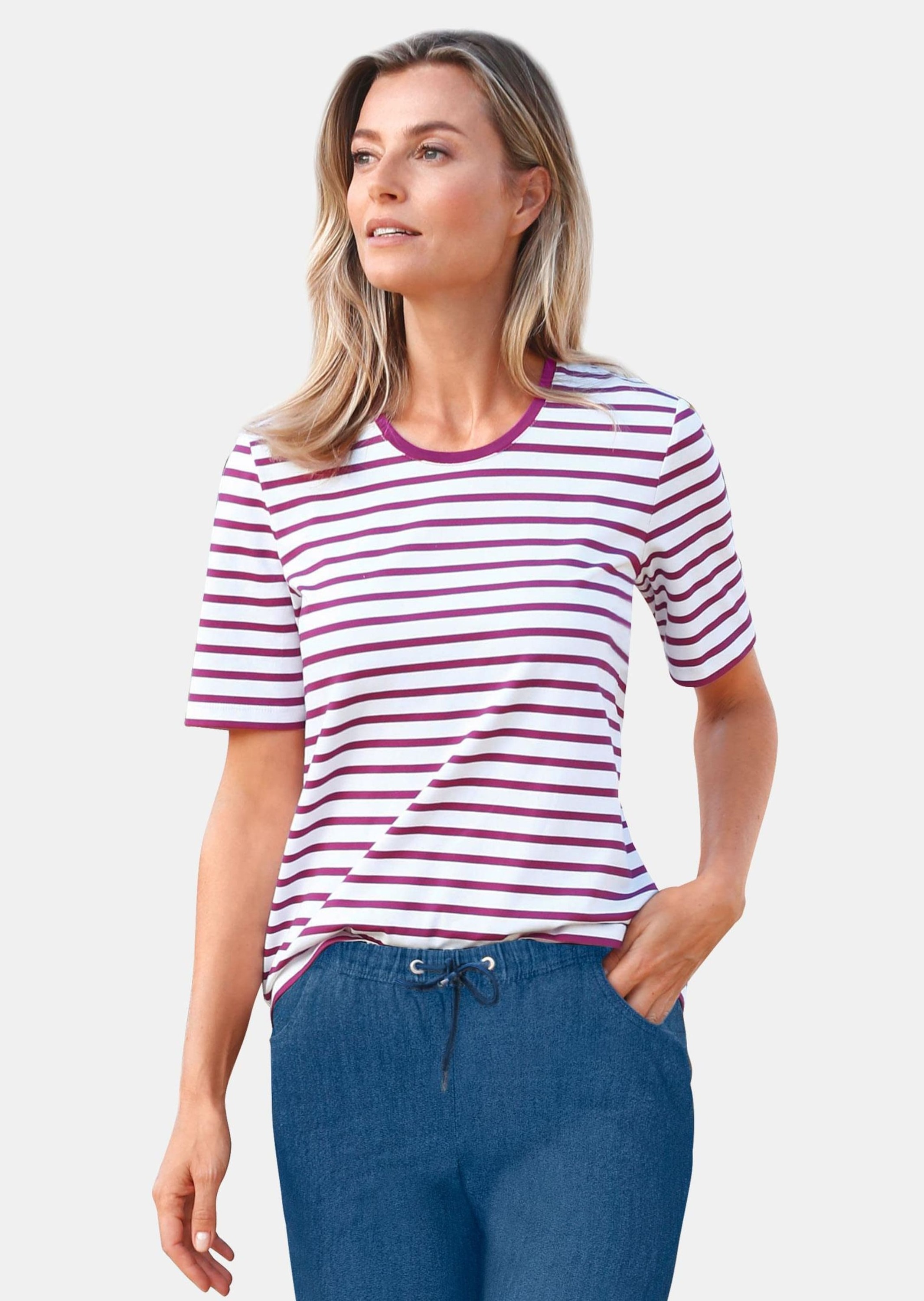 GOLDNER Kurzarmshirt "Kurzgröße Ringelshirt mit Halbarm" Ohne günstig online kaufen