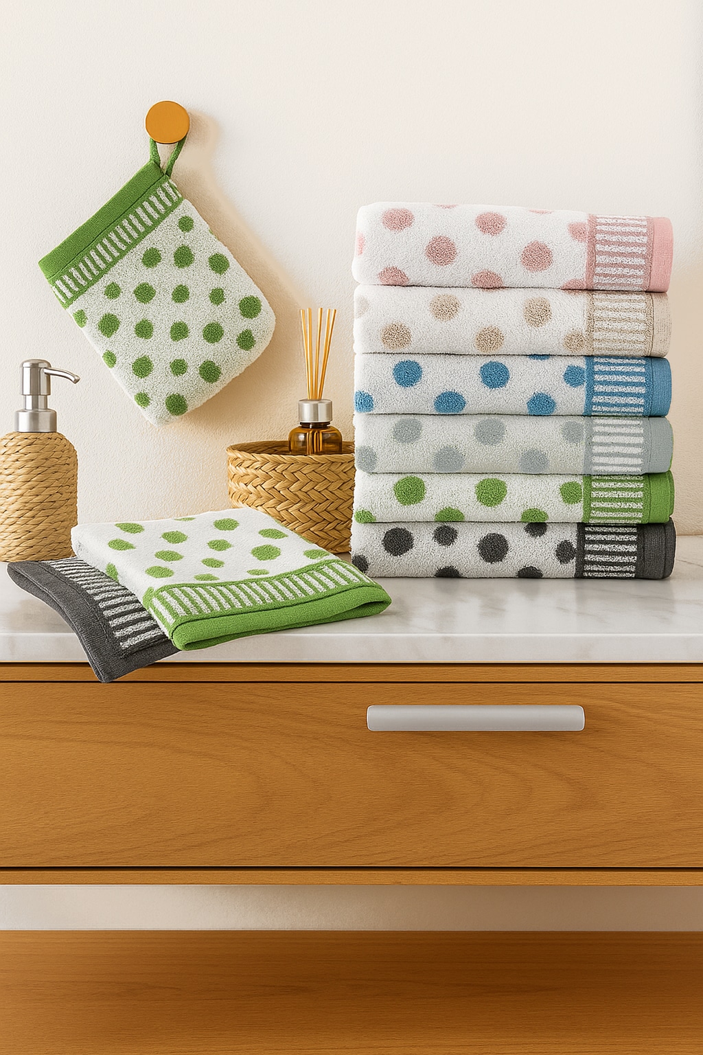 ROSS Waschhandschuh »Punkte, allover« aus feinster Baumwolle