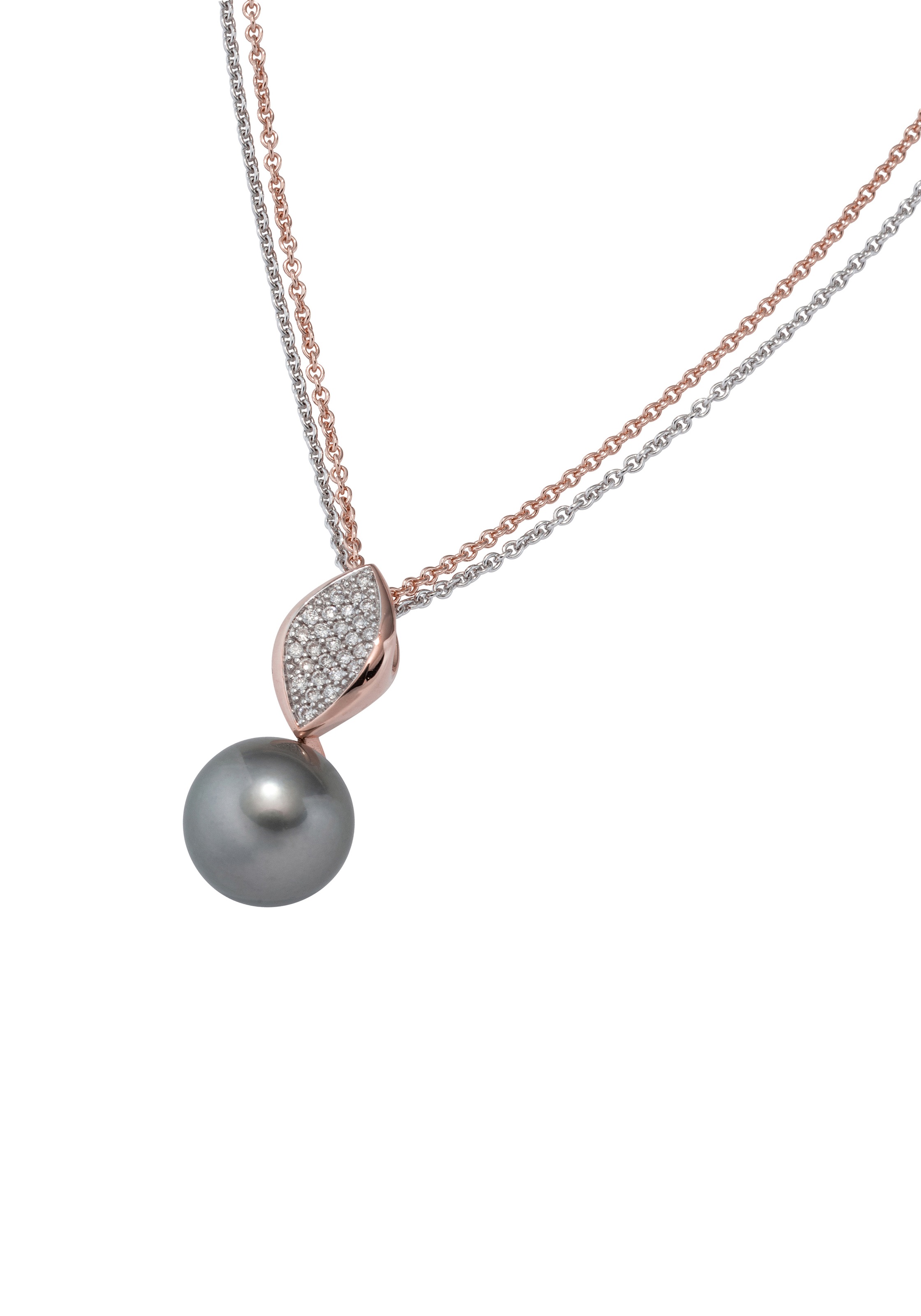 JOBO Perlenanhänger »Anhänger mit Perle«, 585 Roségold 27 Diamanten und Tahiti-Zuchtperle