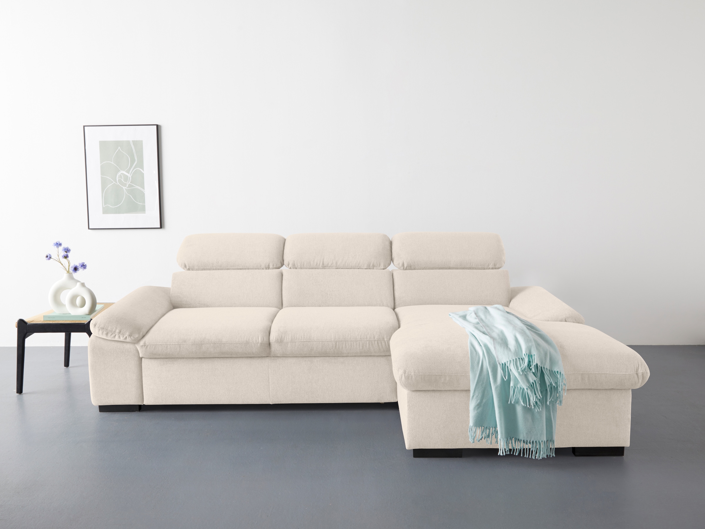 COTTA Ecksofa "Lola L-Form mit Kopfteilfunktion & Hocker" wahlweise mit Bet günstig online kaufen