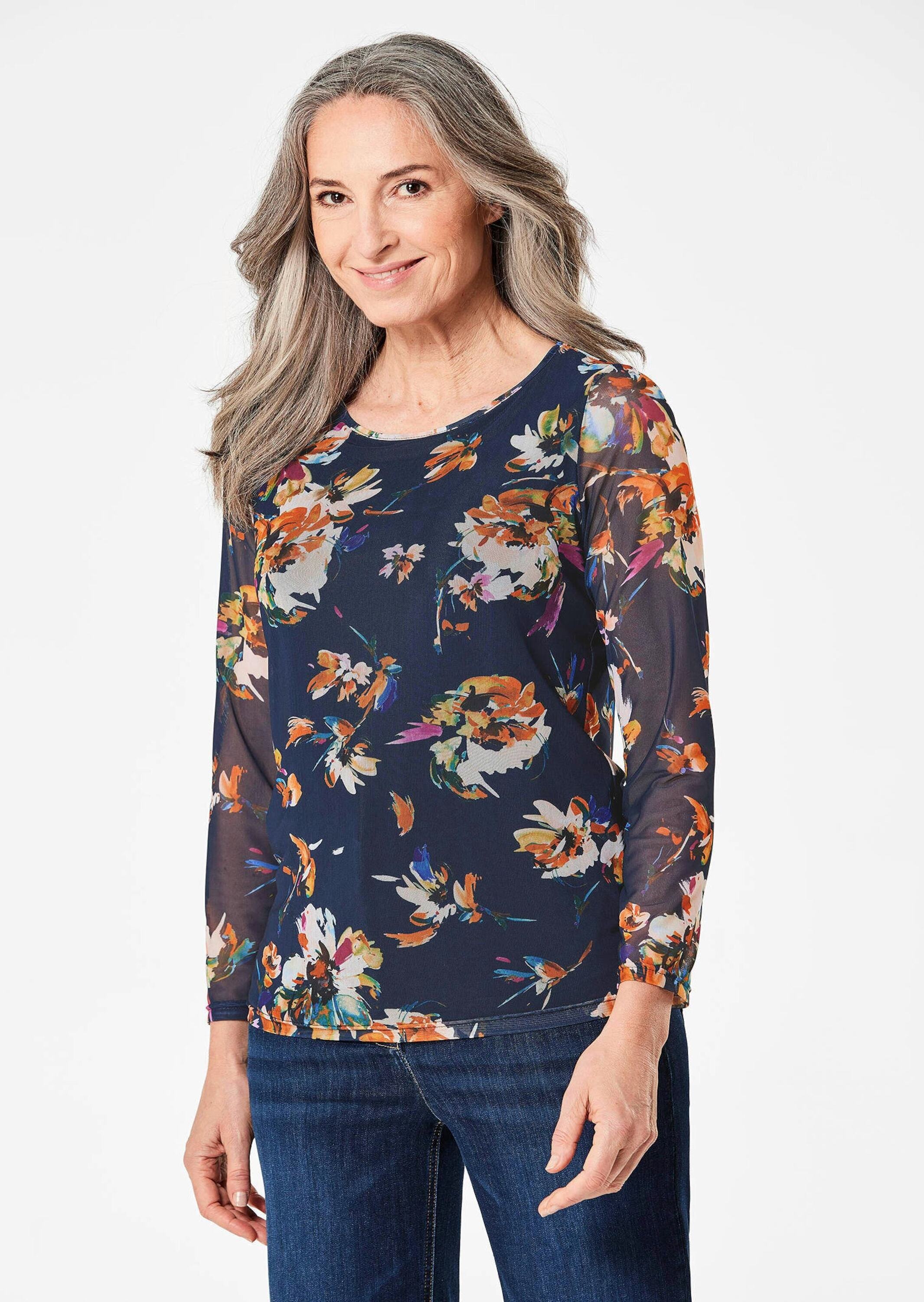 GOLDNER Print-Shirt "Mesh-Shirt" Floraler Druck günstig online kaufen