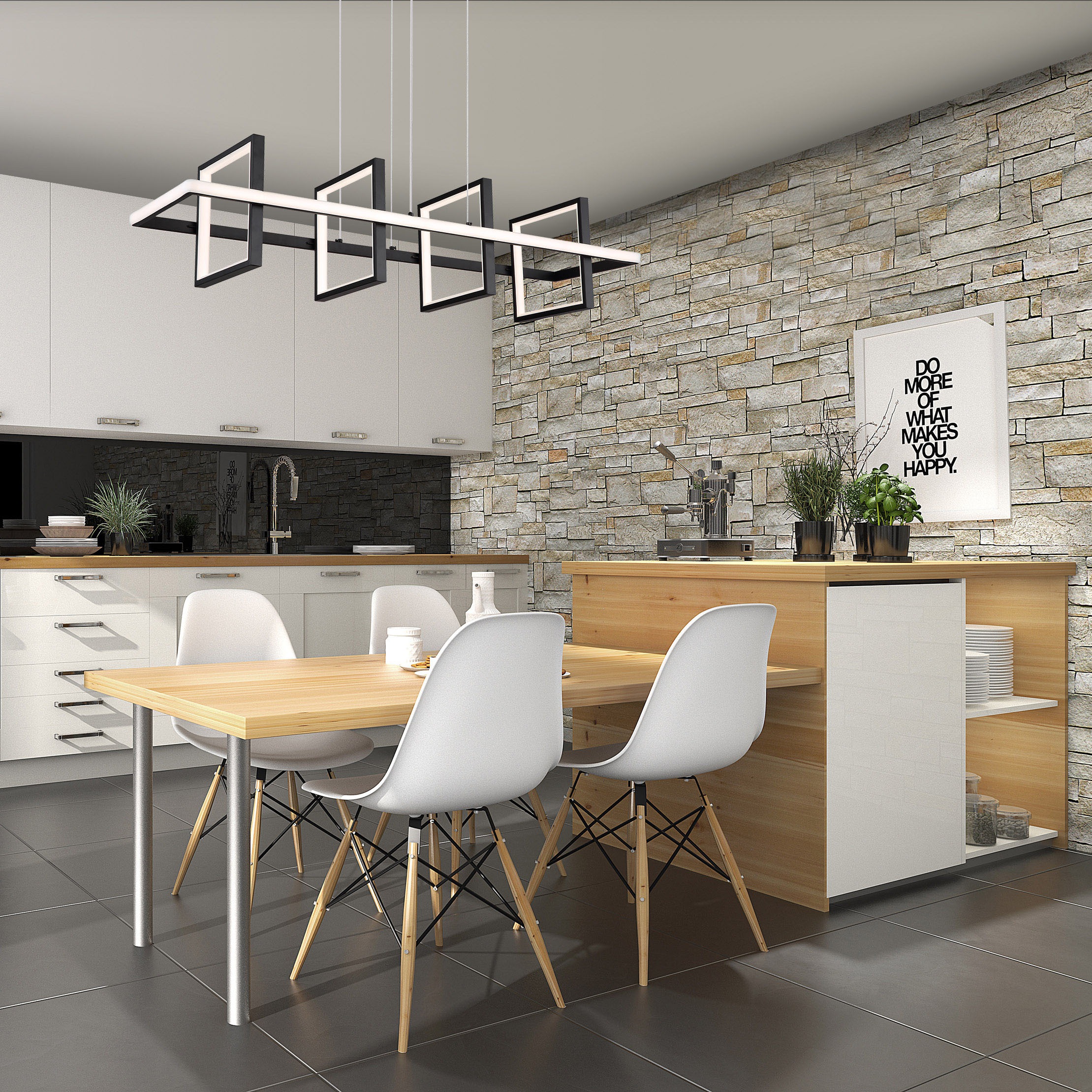 GLOBO LIGHTING Hängeleuchte »WOLFHARD« LED-Modul 1 Stk. Hängeleuchte Schwarz, Aluminium, Silikon opal, dimmbar, LED 55W