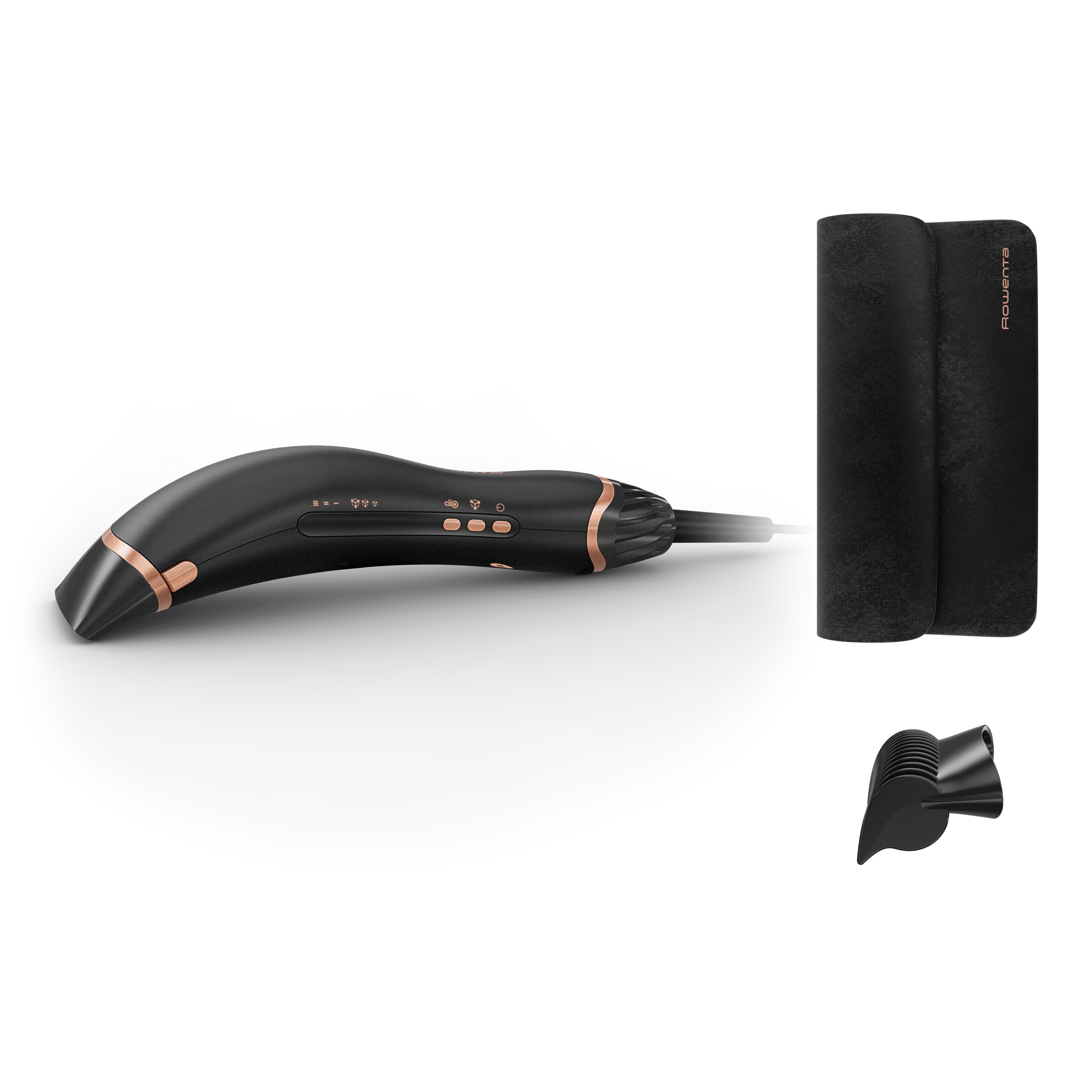 ROWENTA Haartrockner "Rowenta Air Motion", schwarz, B:18cm H:7,1cm T:37,5cm, Haartrockner, leichtes/ergonomisches Design, inkl. Glättungskamm, Coanda