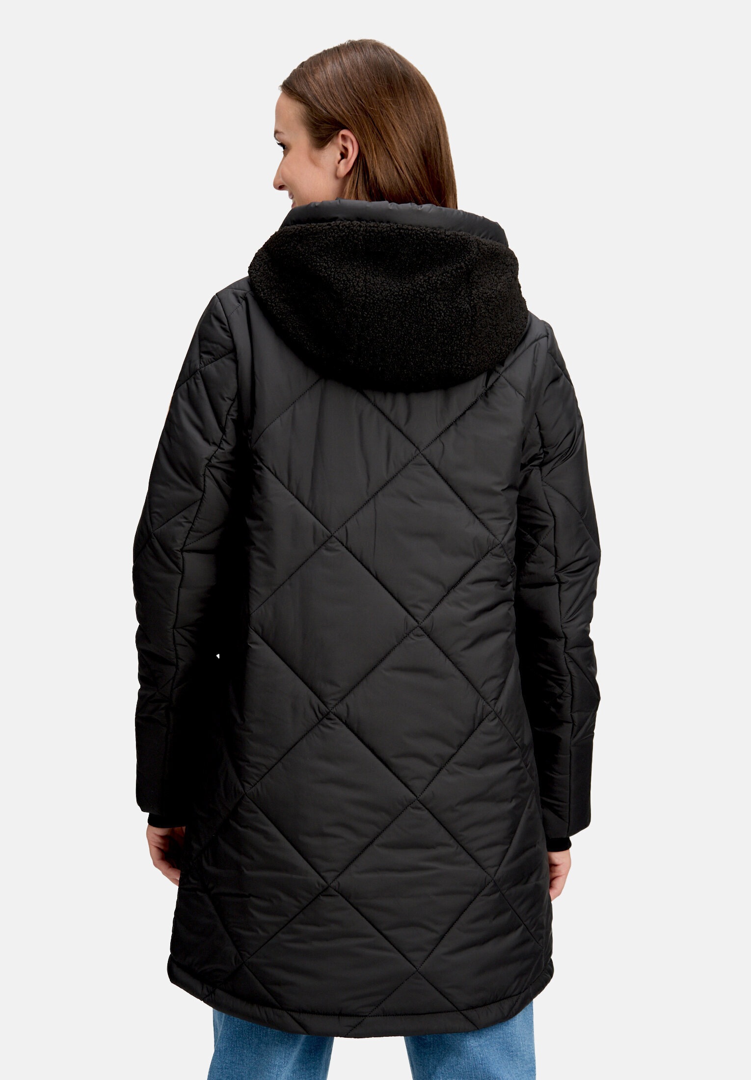 Cartoon Steppjacke »Damen mit Plüsch« mit Kapuze