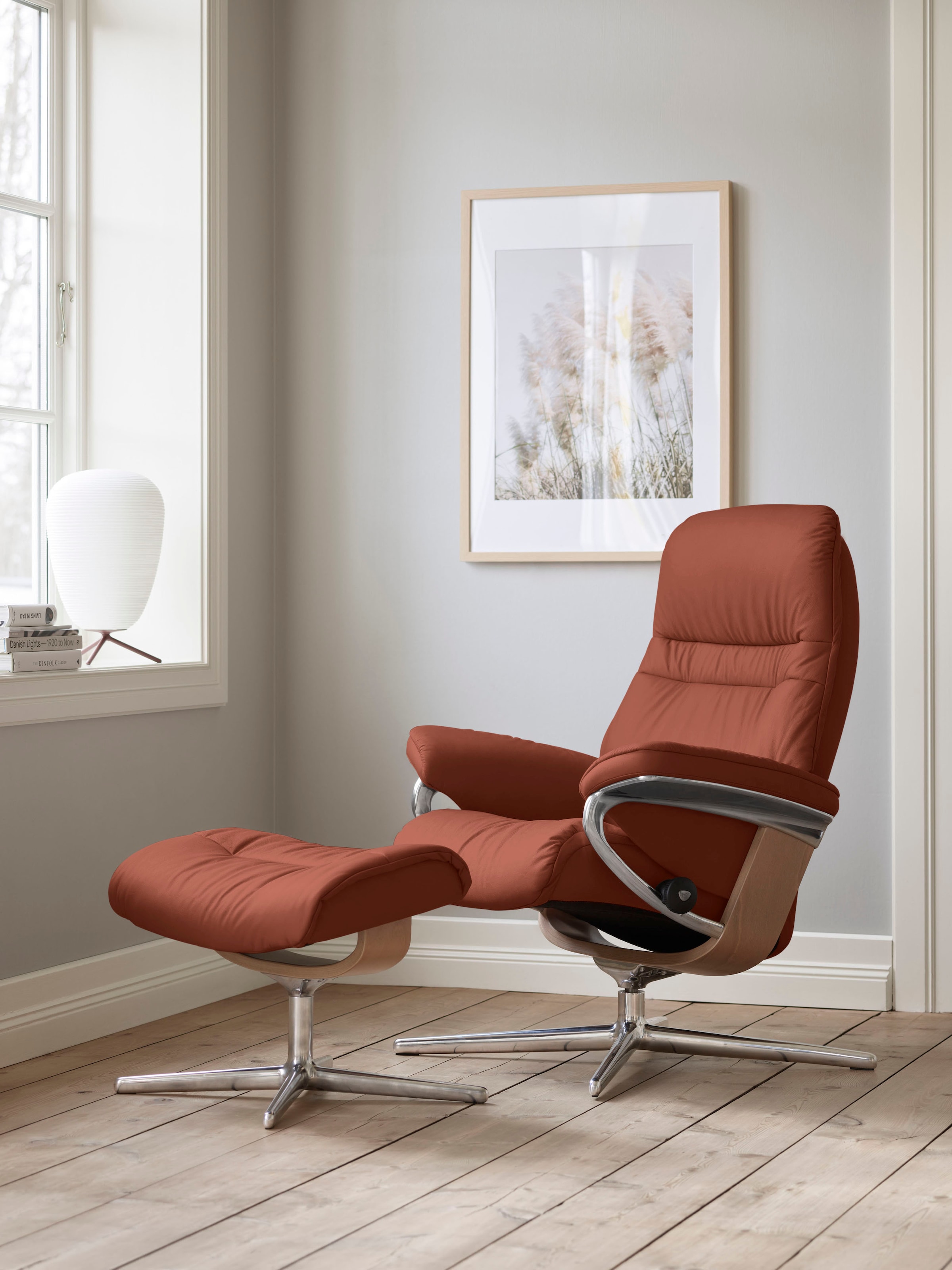 Stressless Fußhocker "Sunrise", mit Cross Base, Größe S, M & L, Holzakzent Eiche