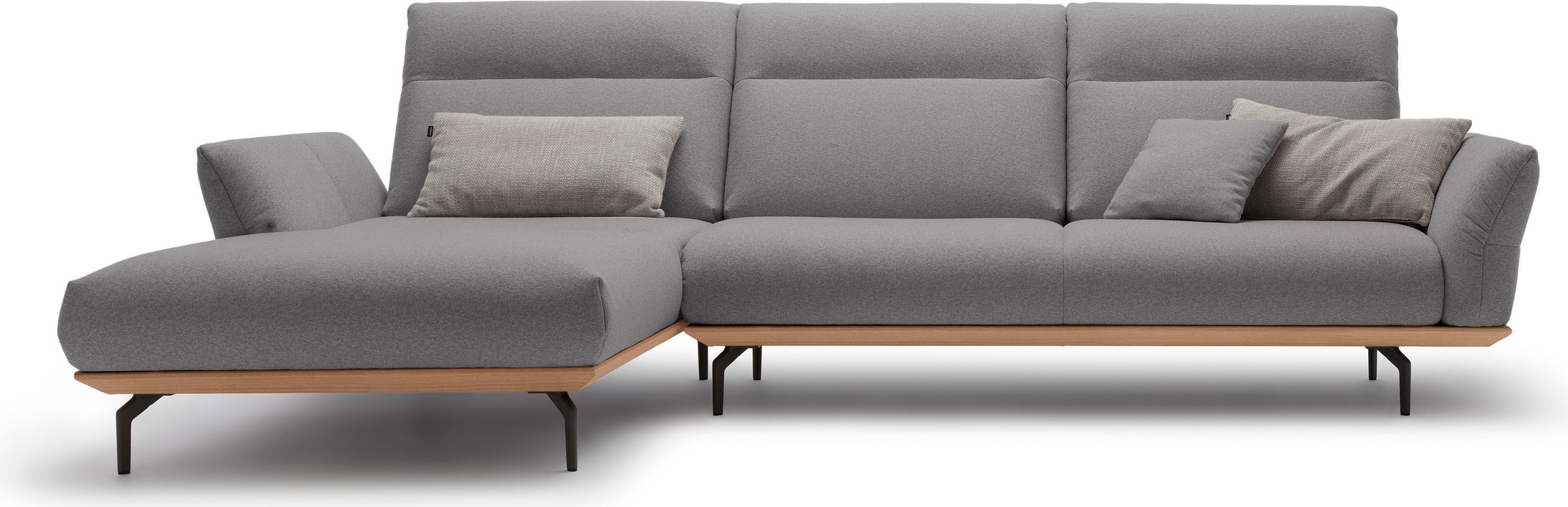 Creation BY ROLF BENZ Ecksofa "CR.460 Design-Sofa, verstellbare Rückenlehne, L-Form" Sockel in Eiche, Winkelfüße in Umbragrau, Breite 318 cm